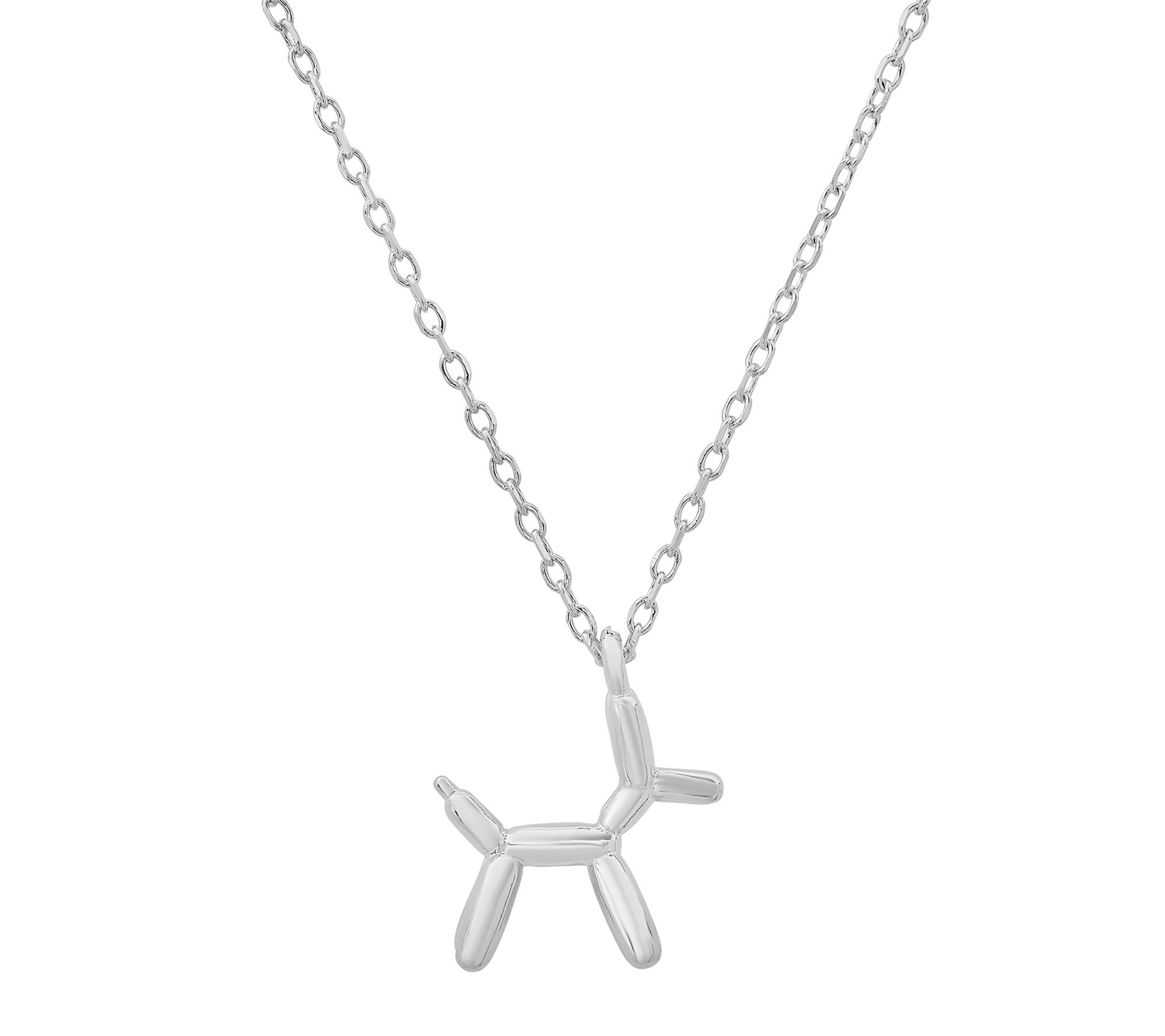 Sterling Silver Petite Balloon Dog Pendant w/ Chain - QVC.com