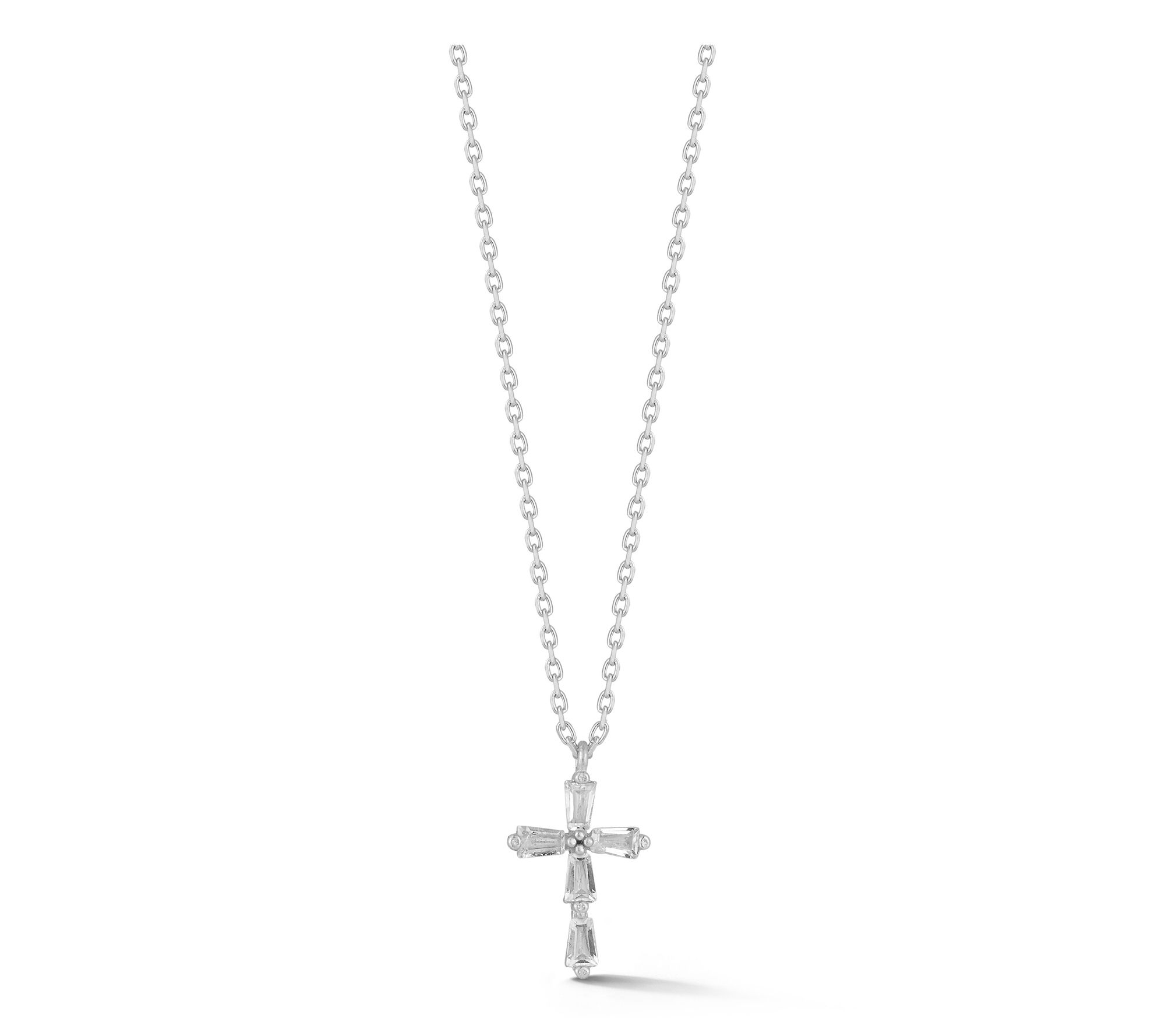 Sterlina Silver Baguette Cross Pendant w/ Chain, Sterling