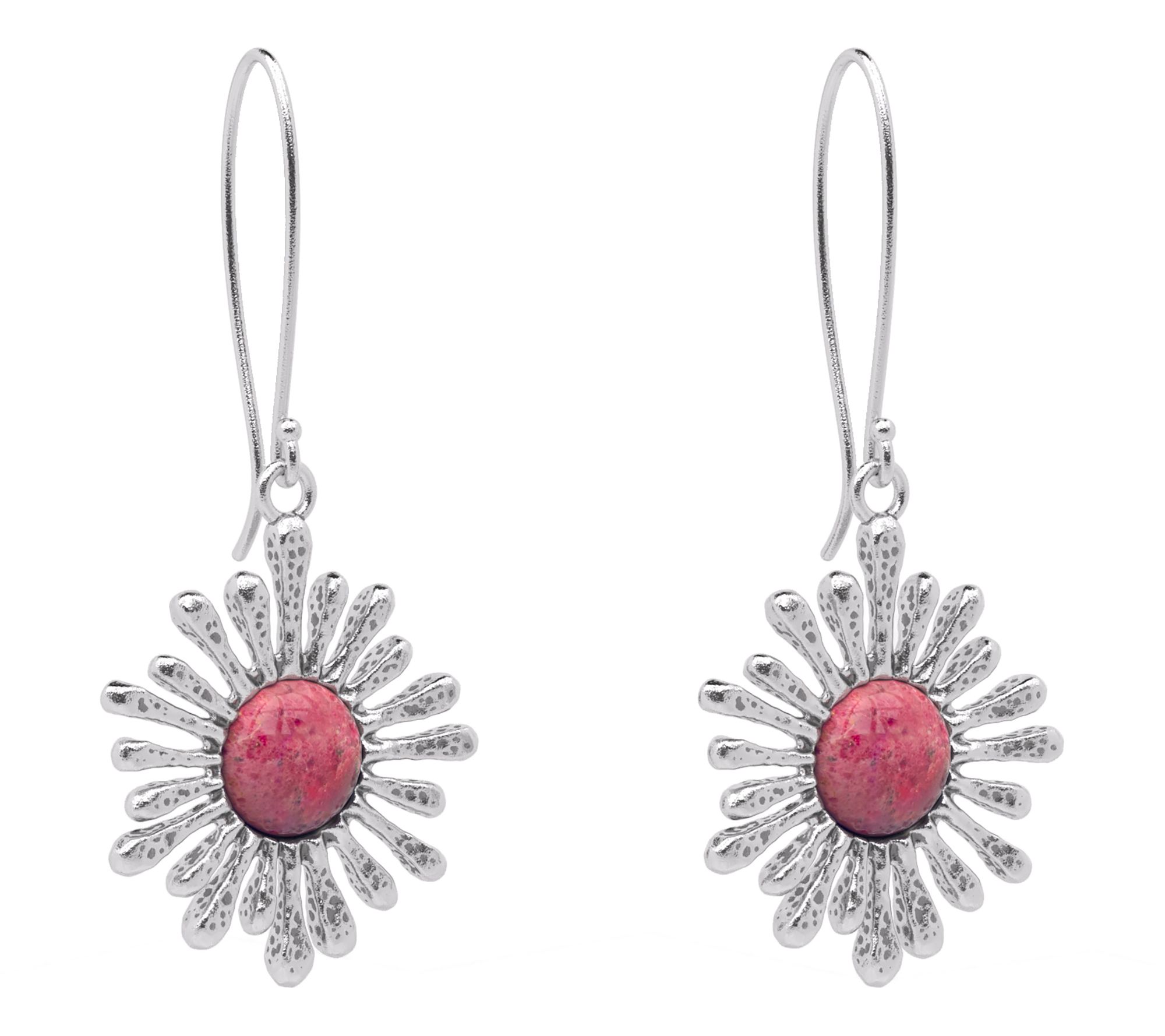 Or Paz Sterling Silver Gemstone Sunray Dangle Earrings