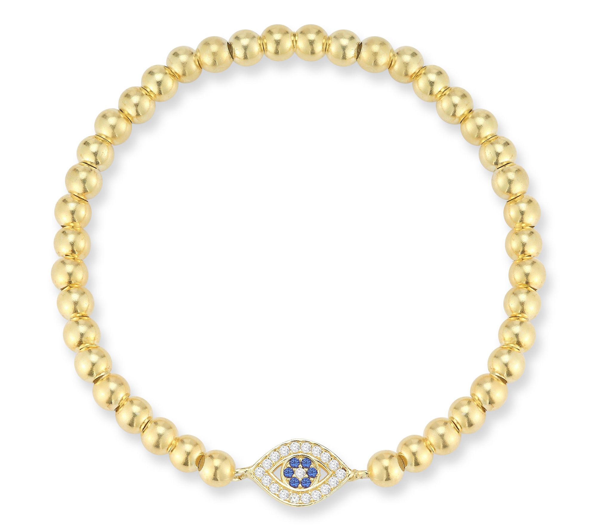 Sterlina Silver Pave Evil Eye Stretch Ball Bracelet, Sterling