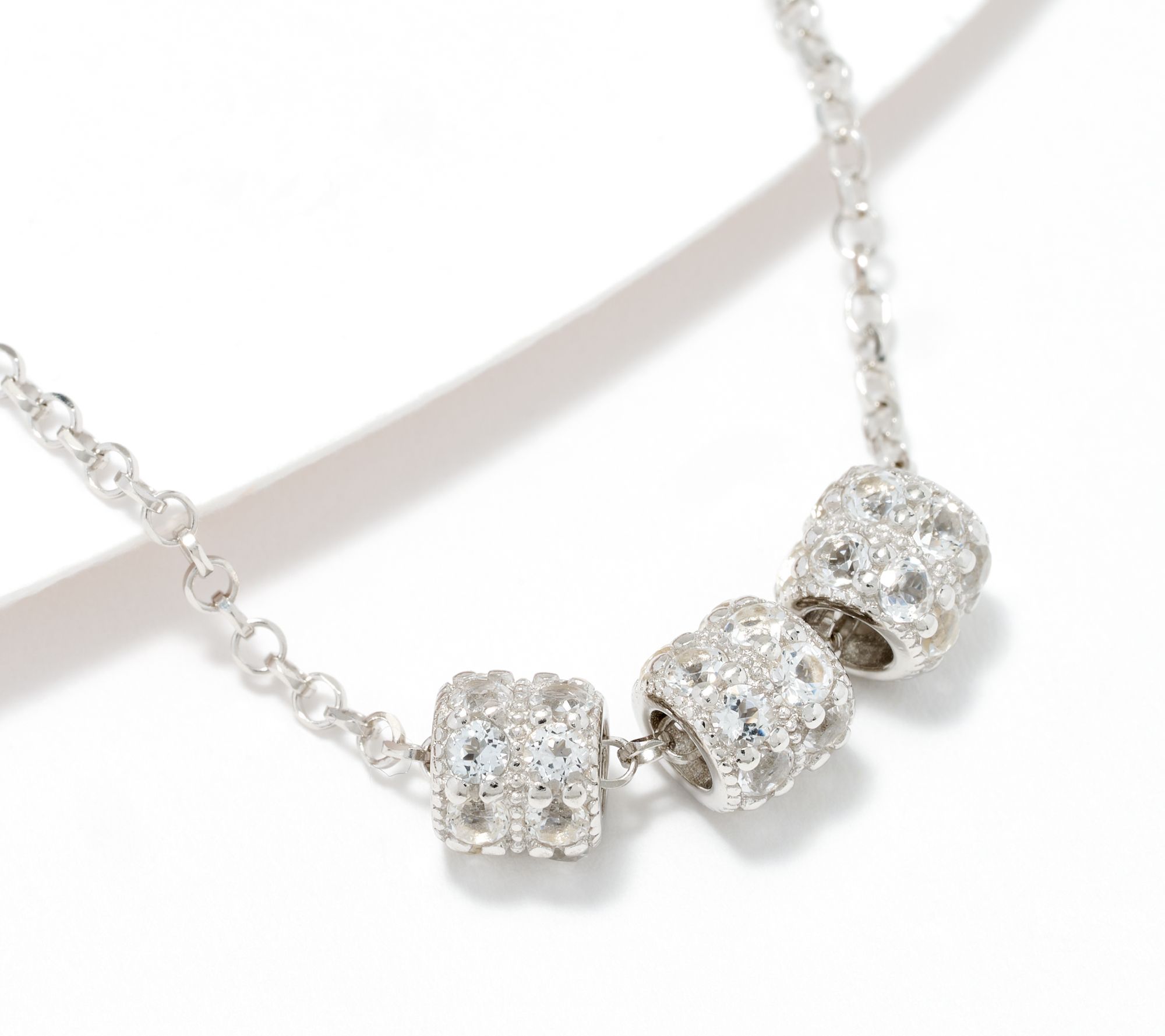 David Markstein Sterling Silver White Topaz Three Wishes 18" Necklace