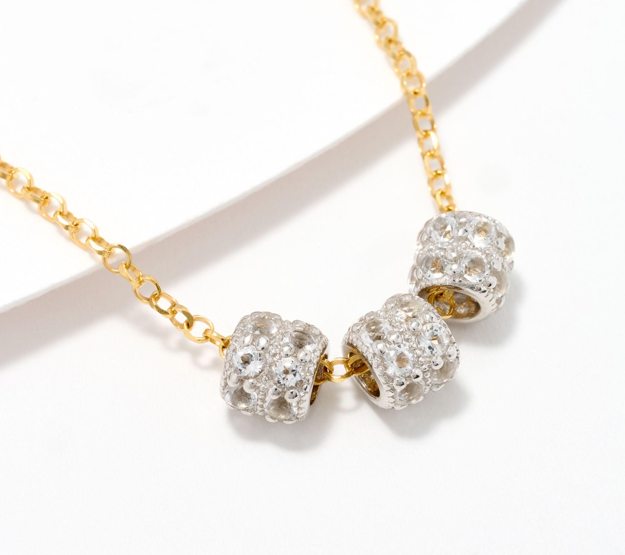 David Markstein Sterling Silver White Topaz Three Wishes 18" Necklace