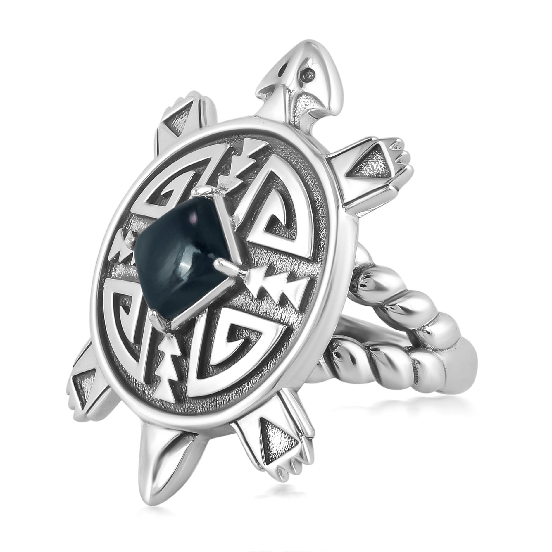 Fritz Casuse Sterling Silver Gemstone Split Shank Turtle Ring