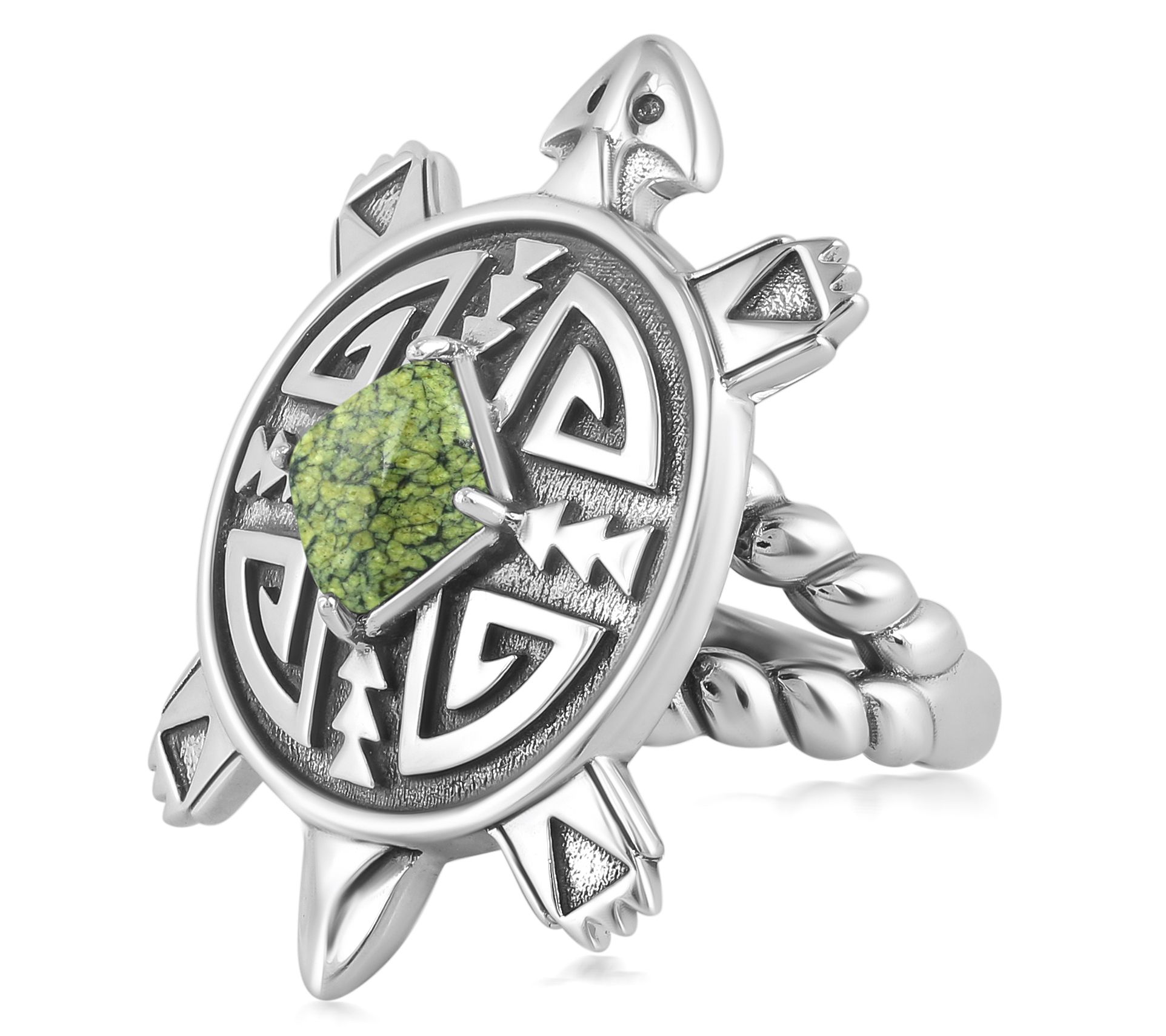 Fritz Casuse Sterling Silver Gemstone Split Shank Turtle Ring