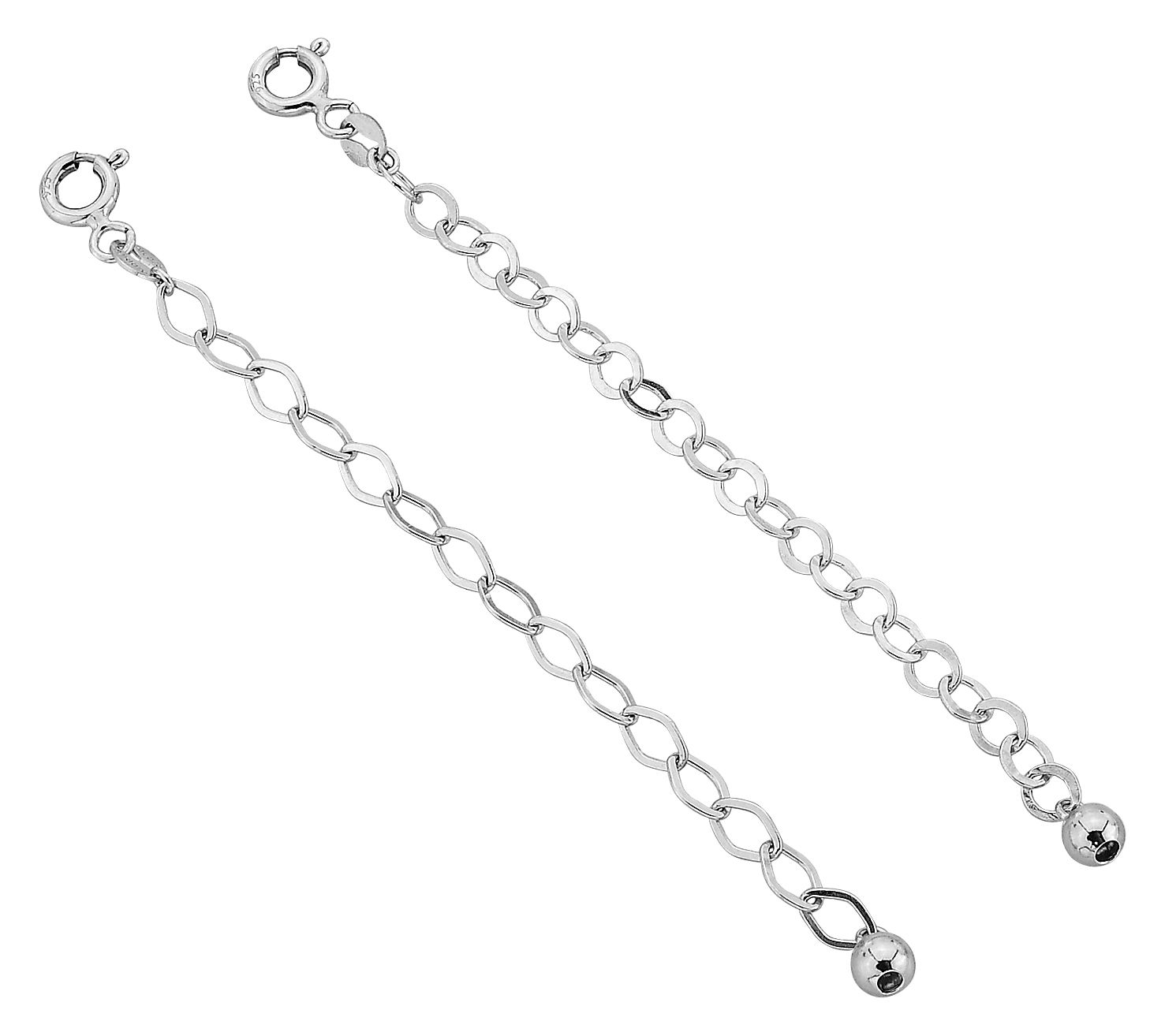 Silver Style Oval & Rolo Link Chain Extender Set, Sterling