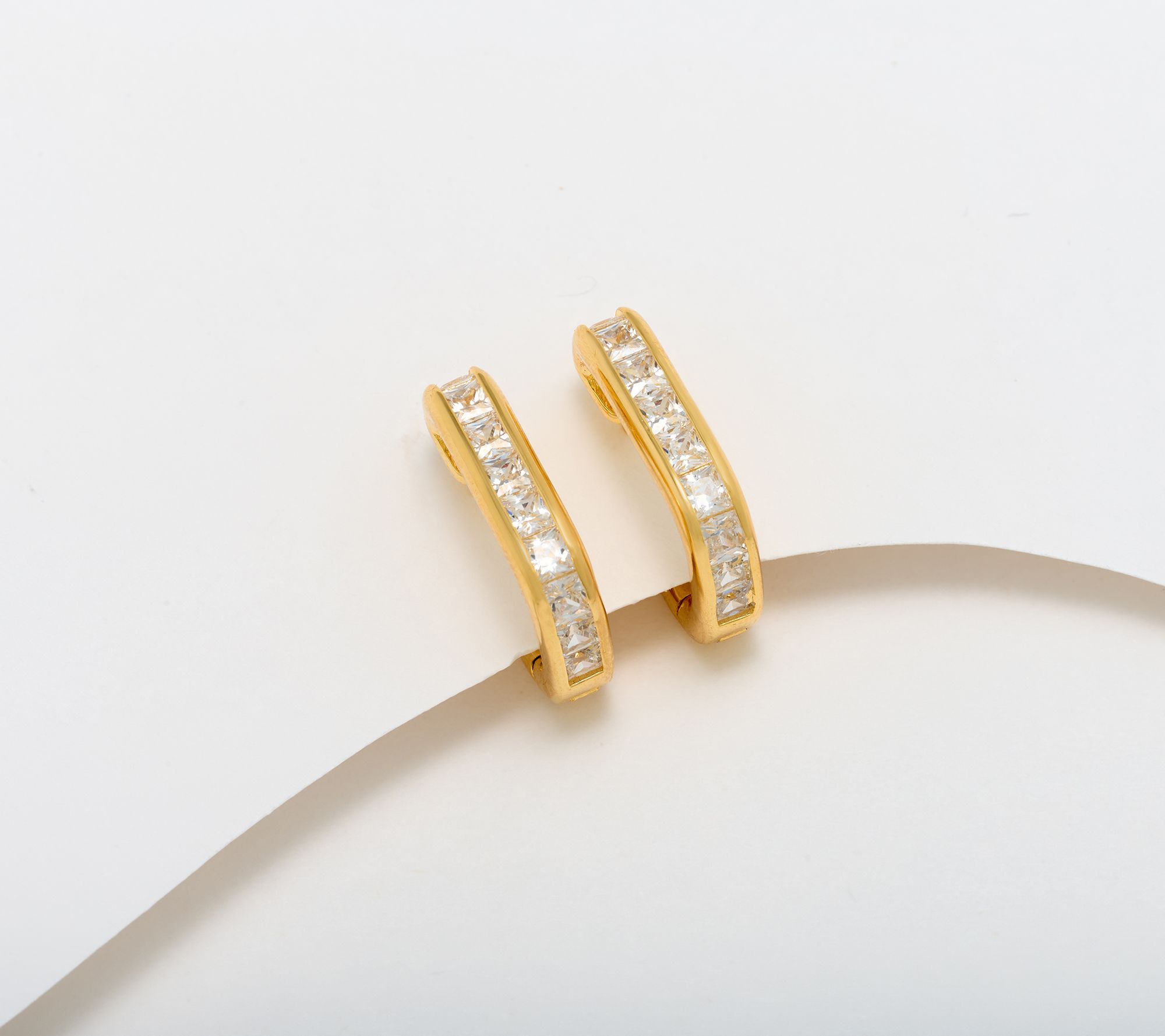 Diamonique Italia Princess Cut Huggie Earrings Sterling Silver