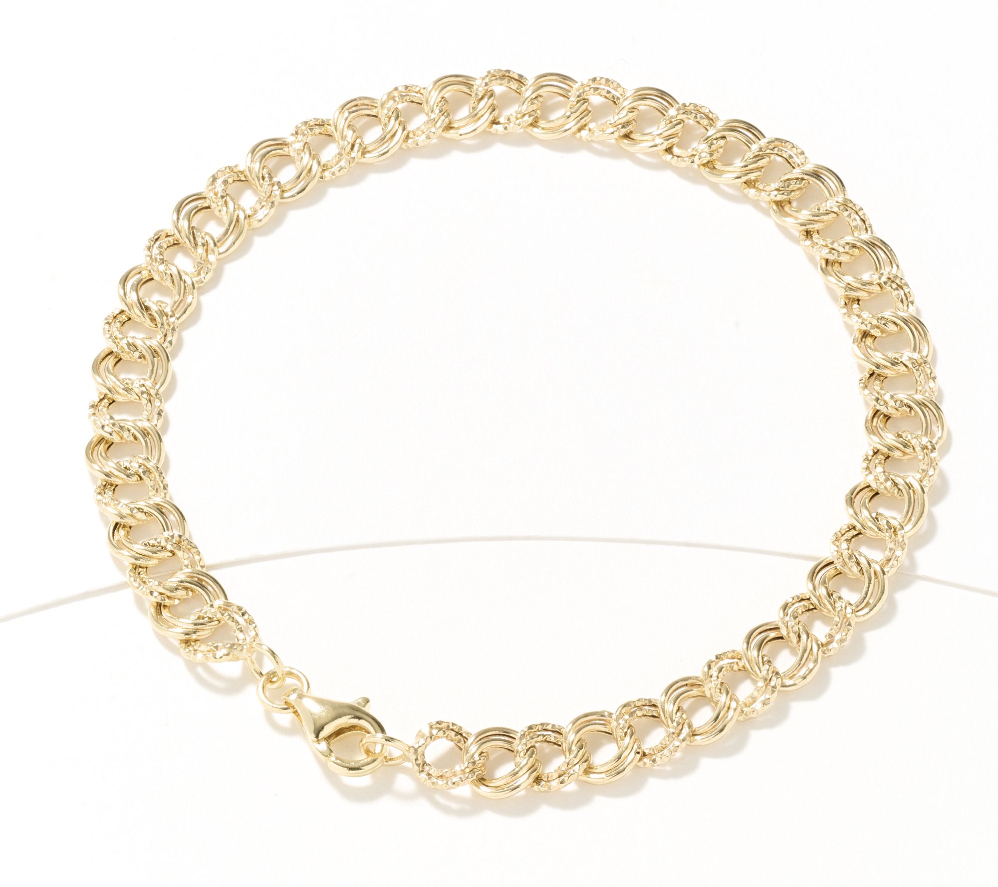 Adorna 14K Gold Diamond Cut Open Curb Link 2g Bracelet