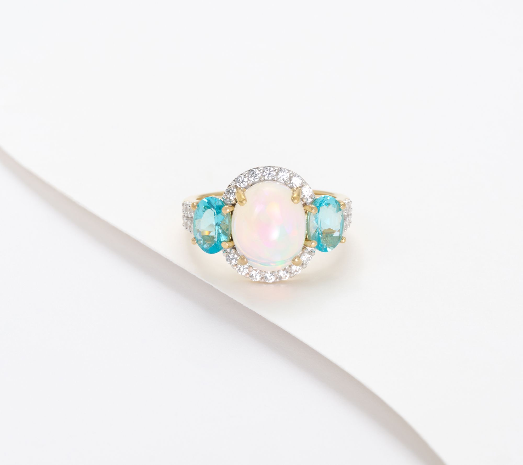 Affinity Gems 3-Stone Oval Opal Ring, Sterling Silver