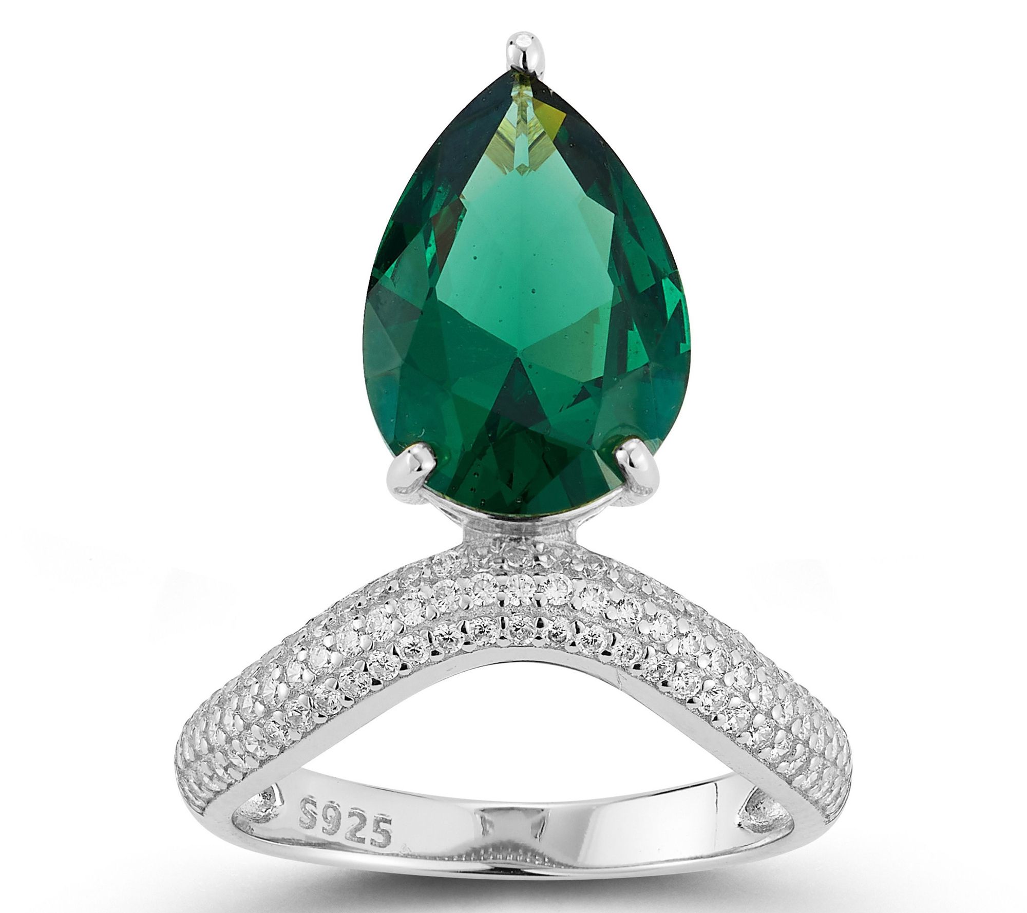 Rachel Zoe Green Pear Statement Ring, Sterling