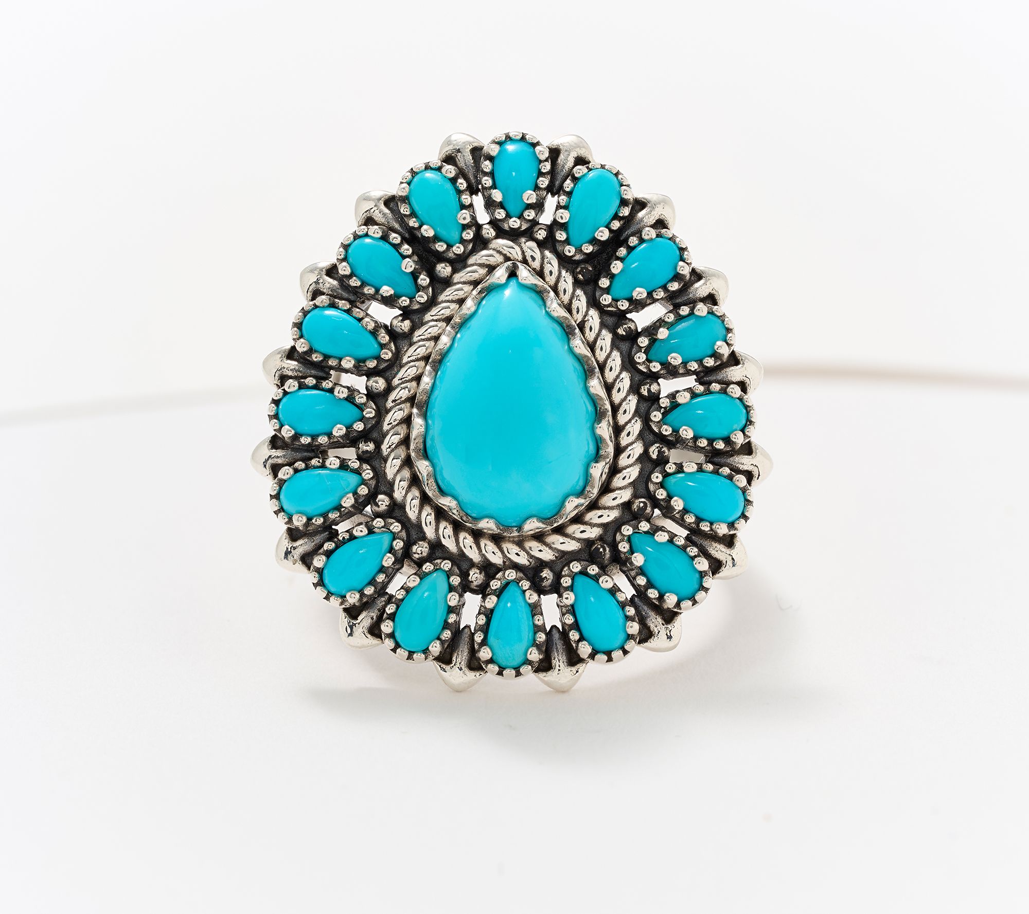 American West Sleeping Beauty Turquoise Cluster Ring, Sterling Silver