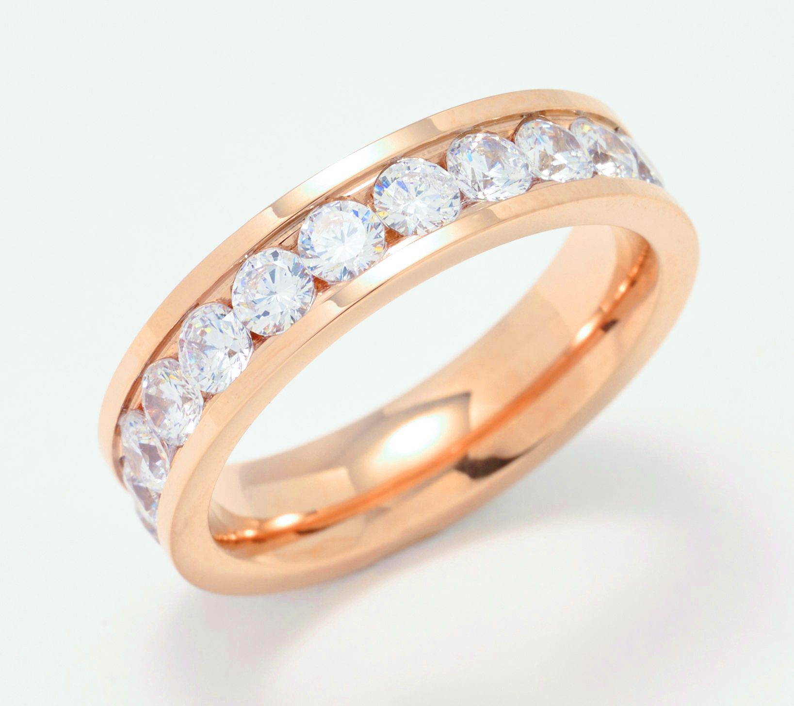 Steel by Diamonique Round-Cut Eternity Band Ring