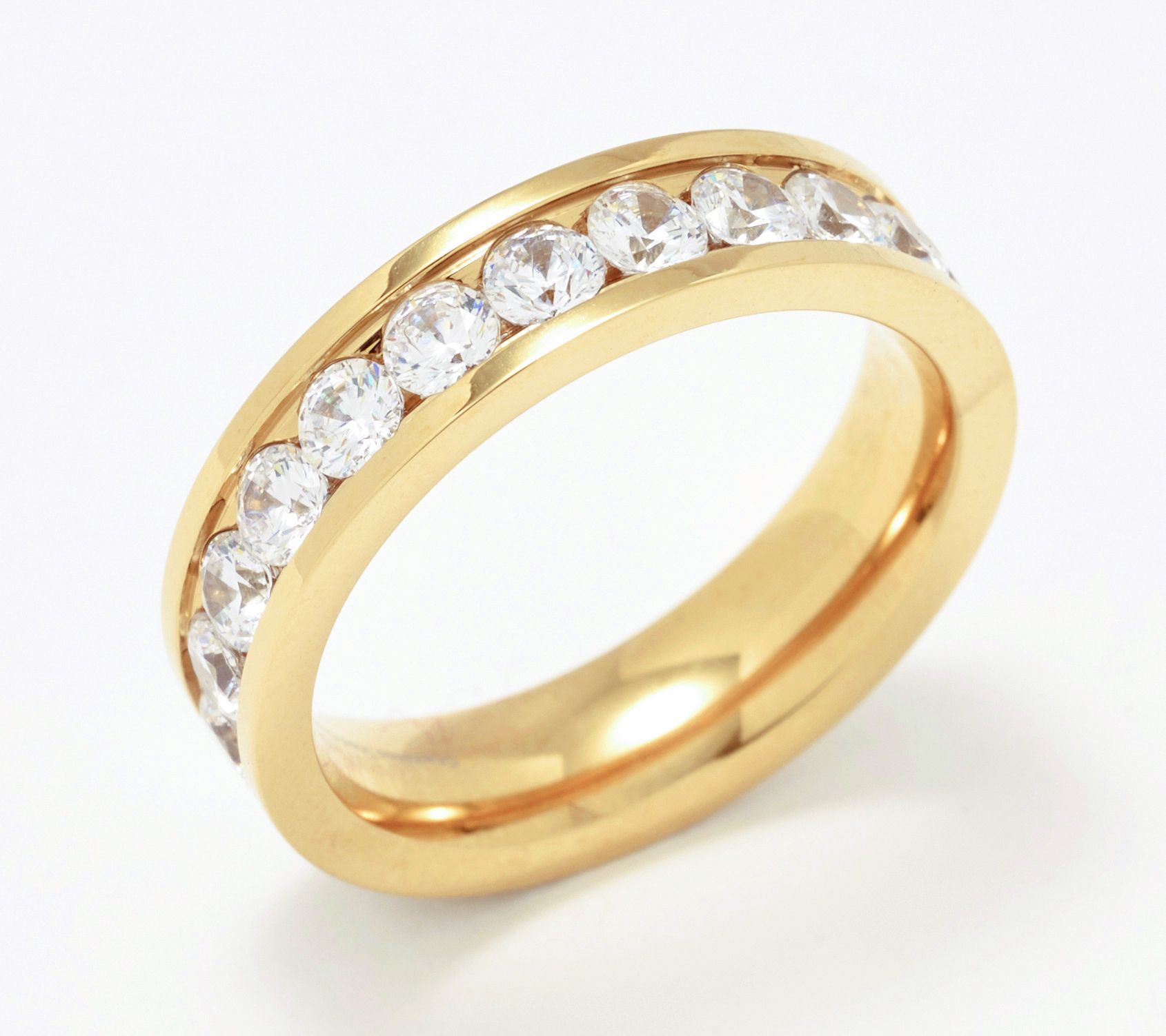 Steel by Diamonique Round-Cut Eternity Band Ring