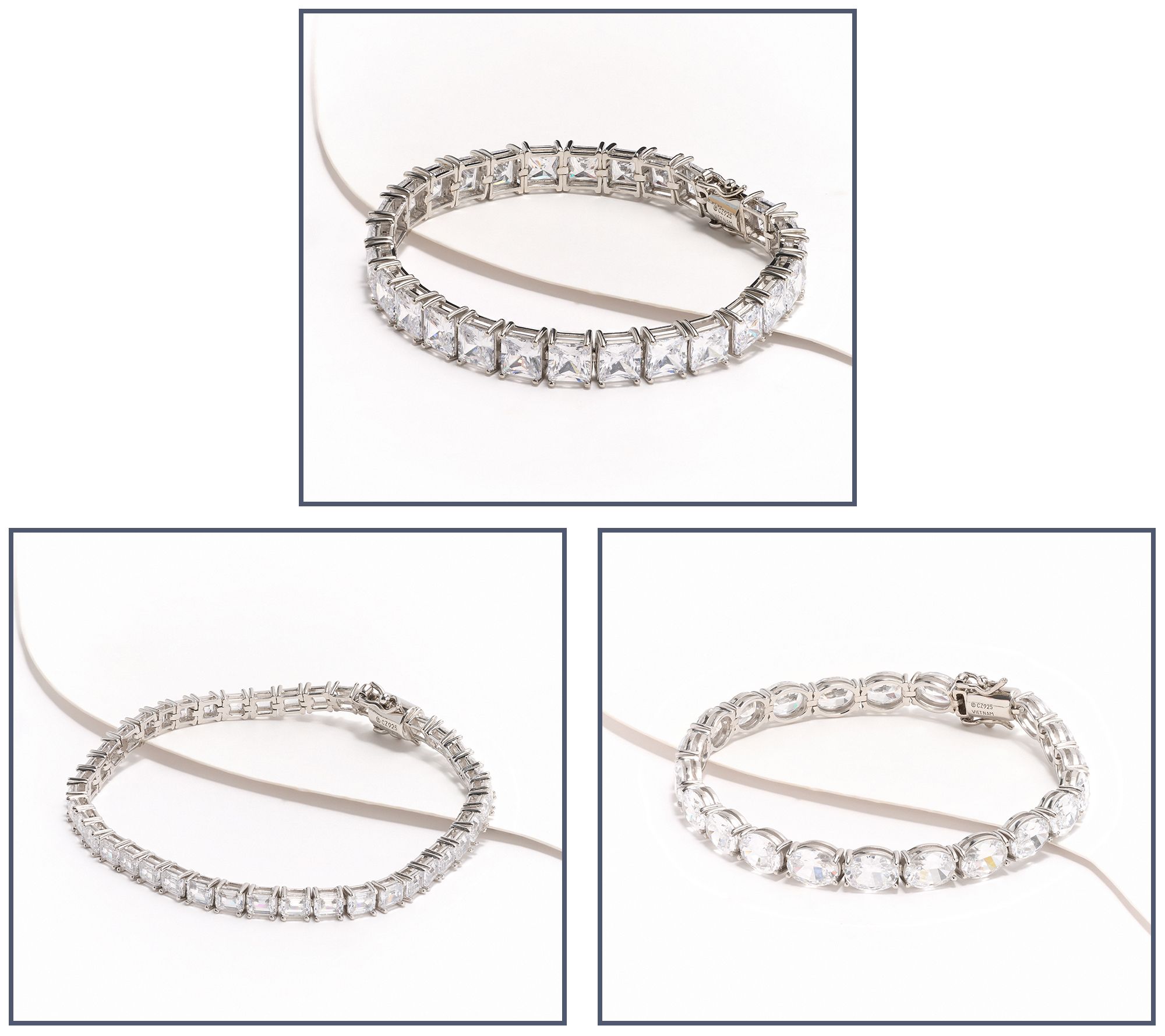  Diamonique Choice of Cut Tennis Bracelet w/ Magnetic Clasp, Sterling - J454358