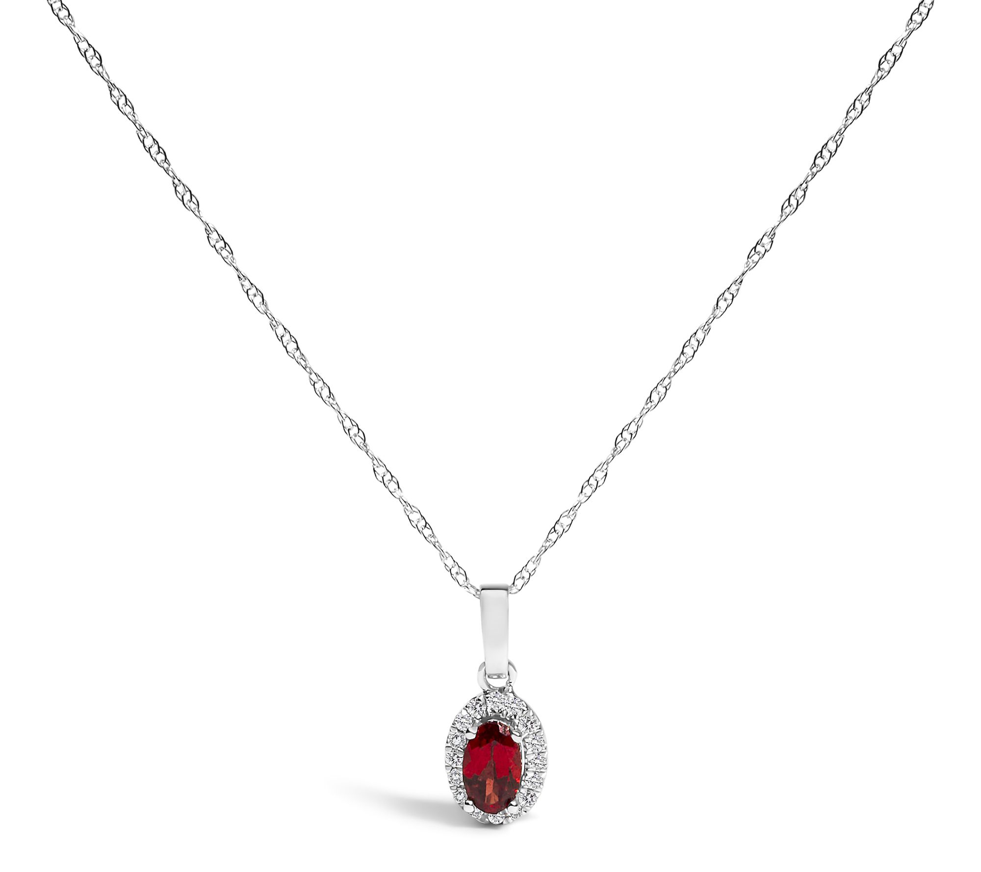 Haus of Brilliance Garnet & Diamond Pendant w/Chain, 10K