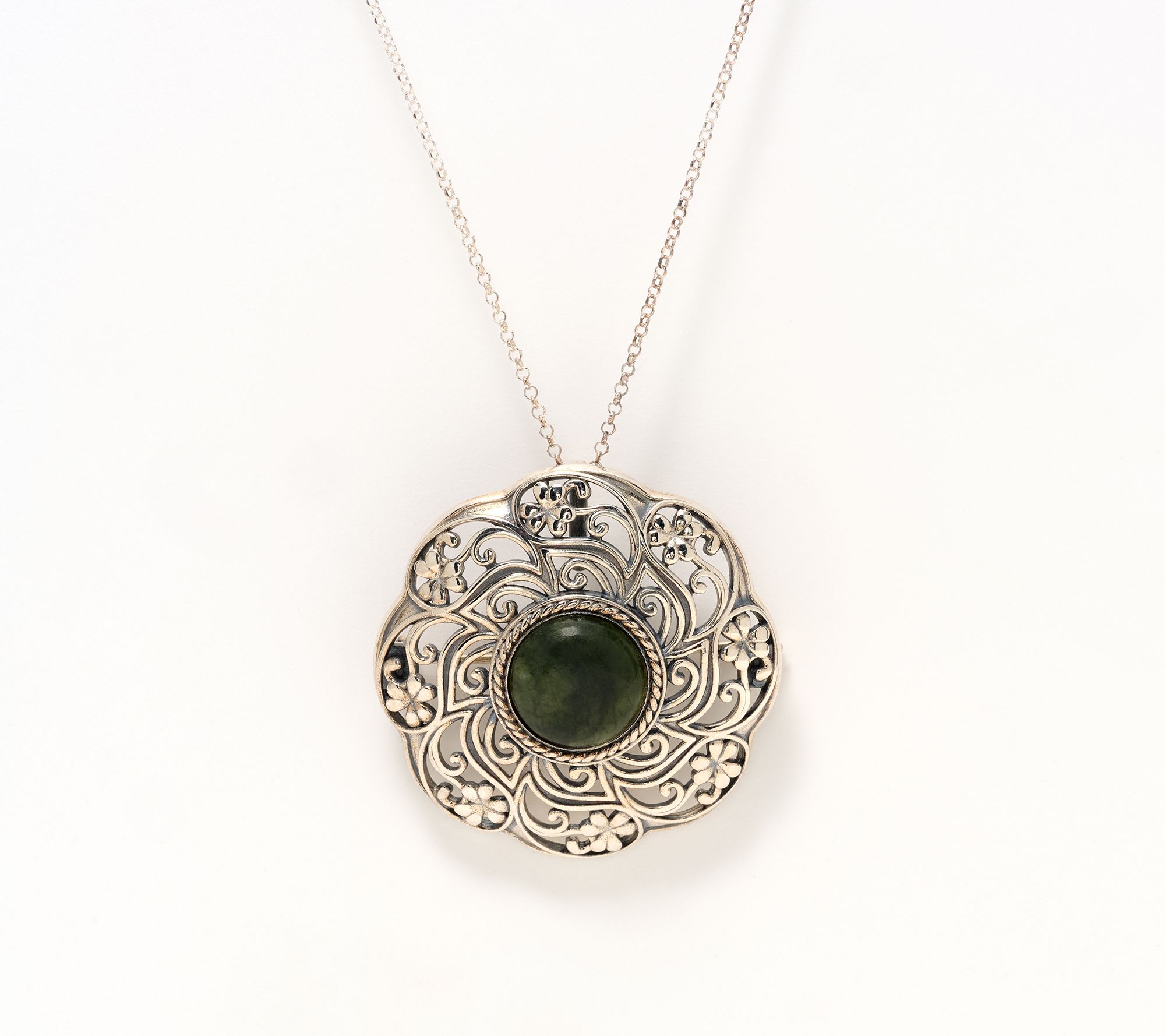 Connemara Marble Sterling Silver Vintage Shamrock Pendant