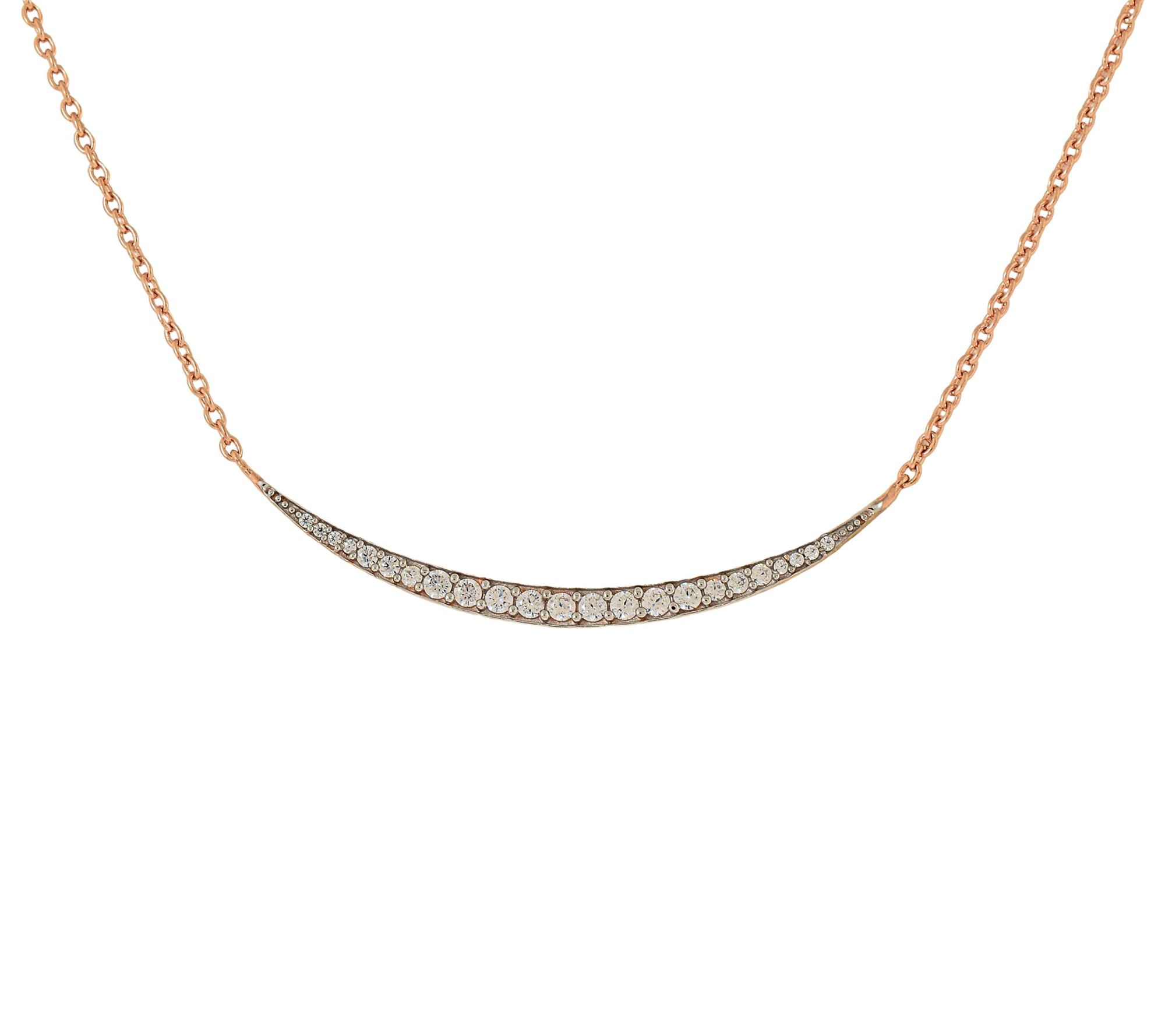 Diamonique 0.75 cttw Crescent Necklace, Sterling Silver