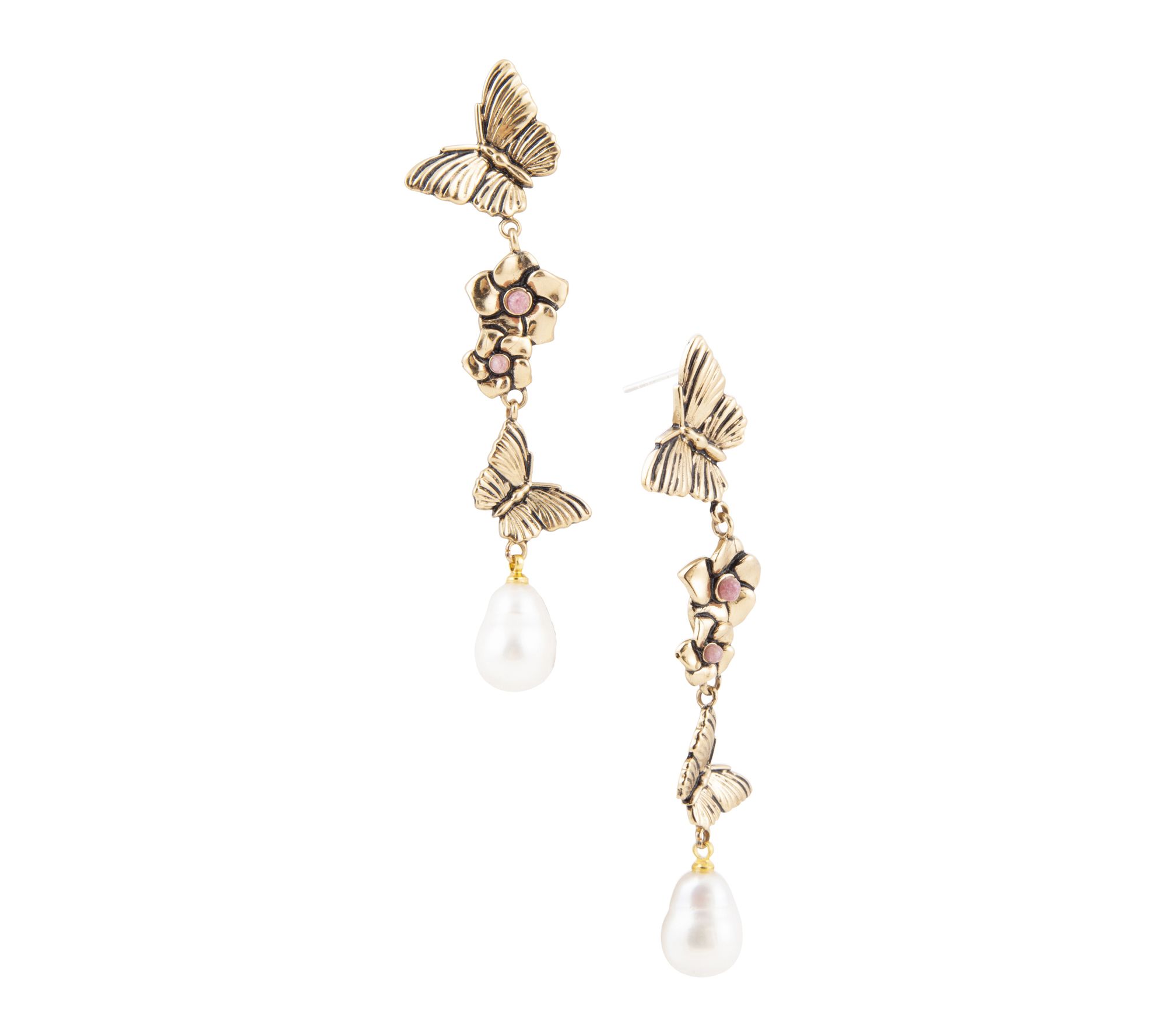 Barse Artisan Crafted Multi-Gemstone ButterflyDrop Earrings