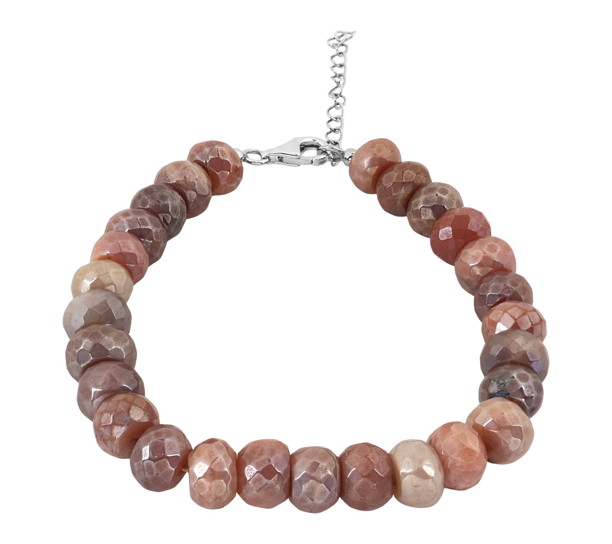 Sterling Silver Chocolate Moonstone Beaded Bracelet