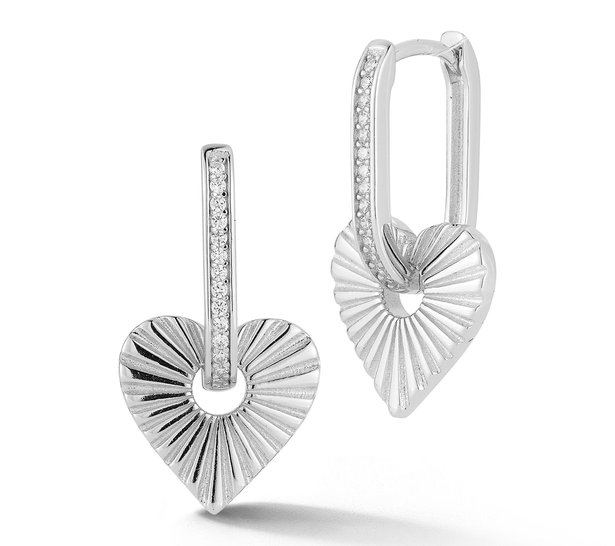 Rachel Zoe Vintage Heart Charm Hoop Earrings, Sterling