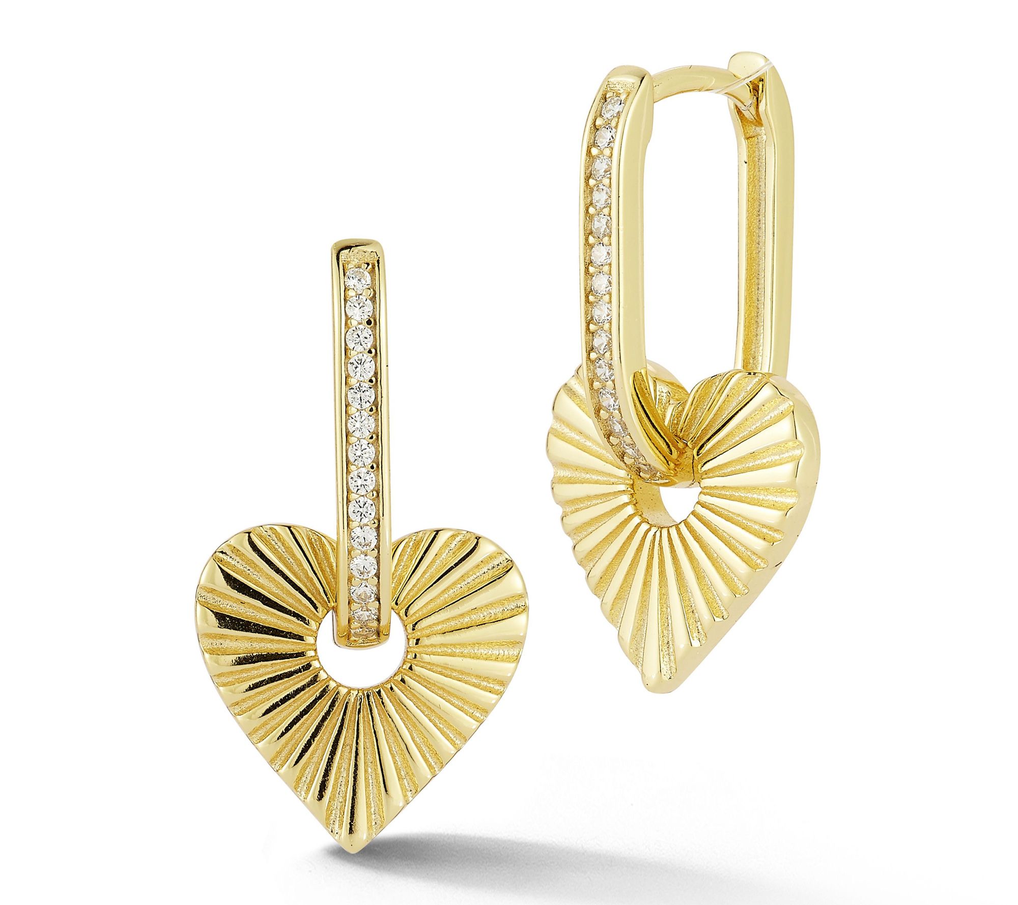 Rachel Zoe Vintage Heart Charm Hoop Earrings, Sterling