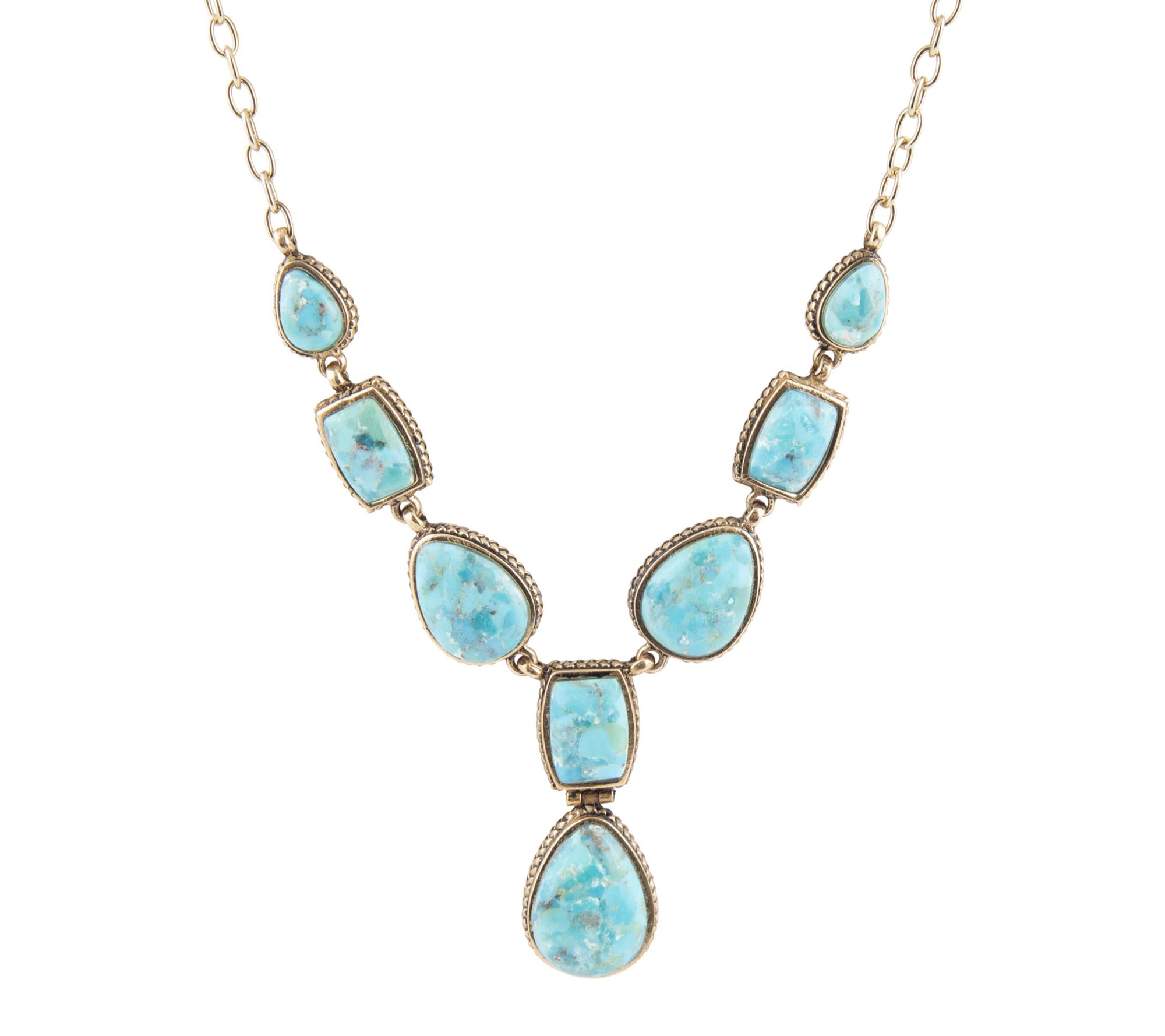 Barse Artisan Crafted Turquoise Multi-Cut Y Necklace