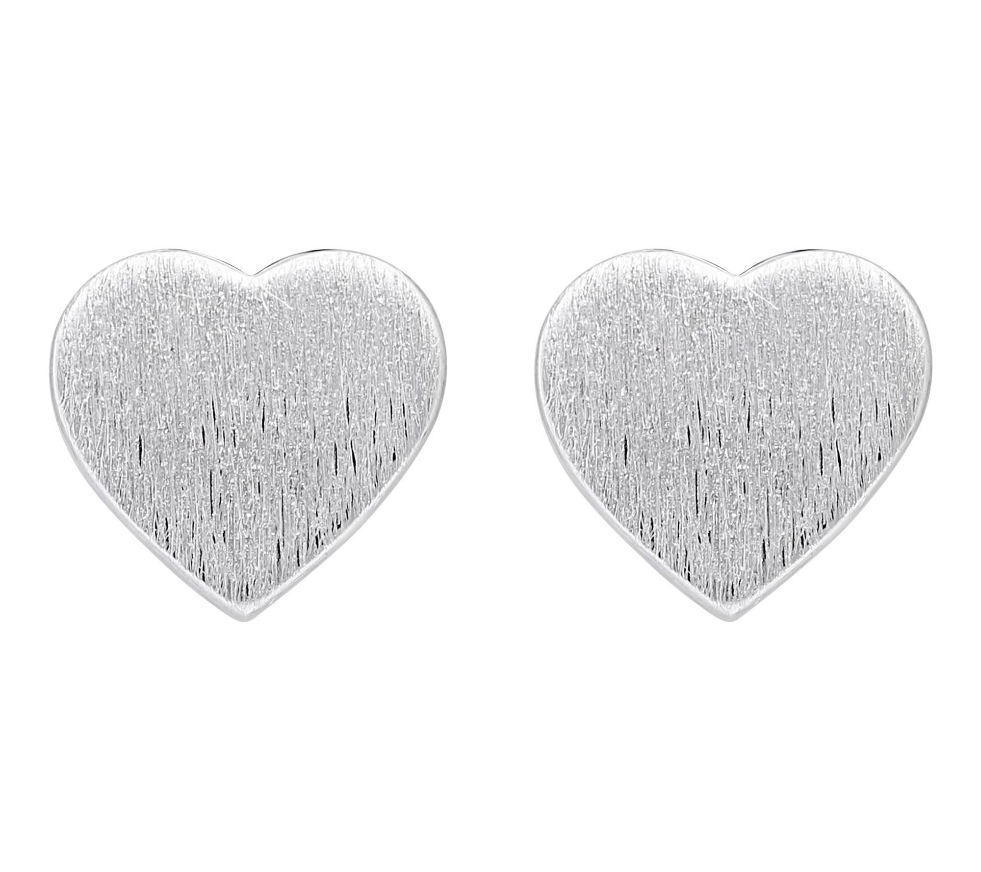 Elyse Ryan Sterling Silver Brushed Heart Stud Earrings