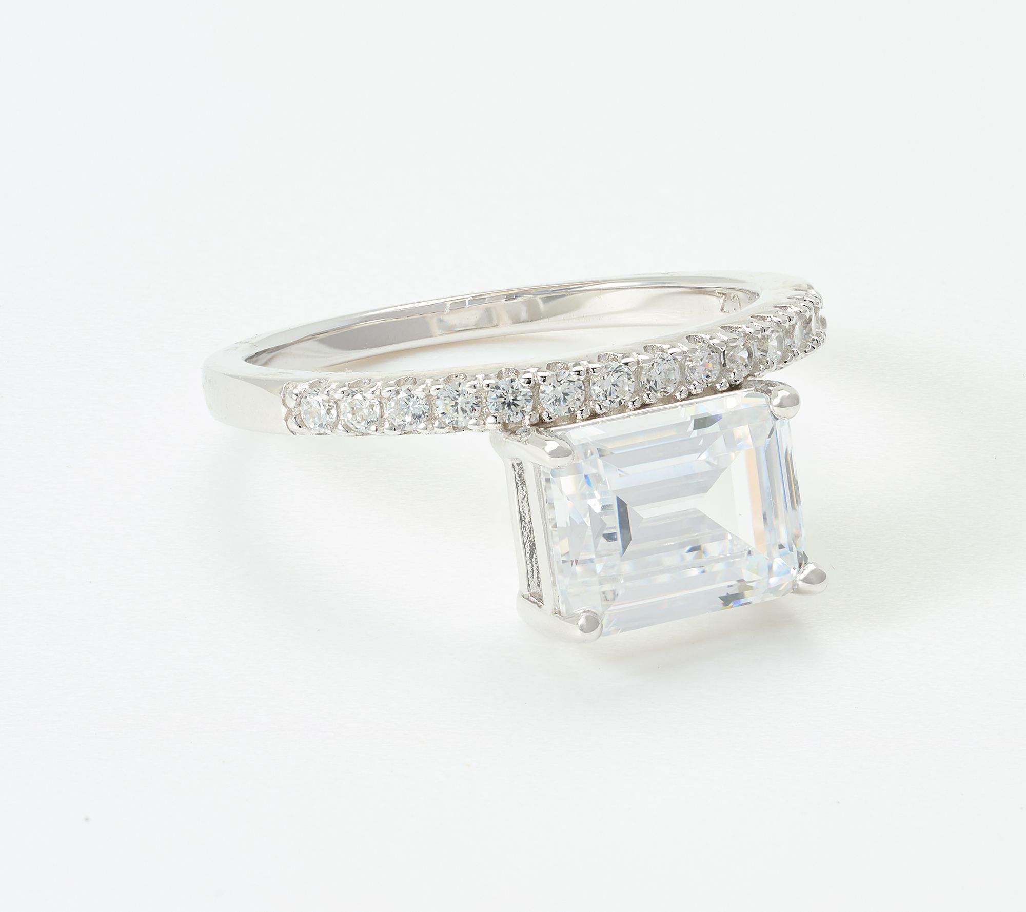 Diamonique x Jennifer Miller Emerald Solitaire Ring, Sterling Silver