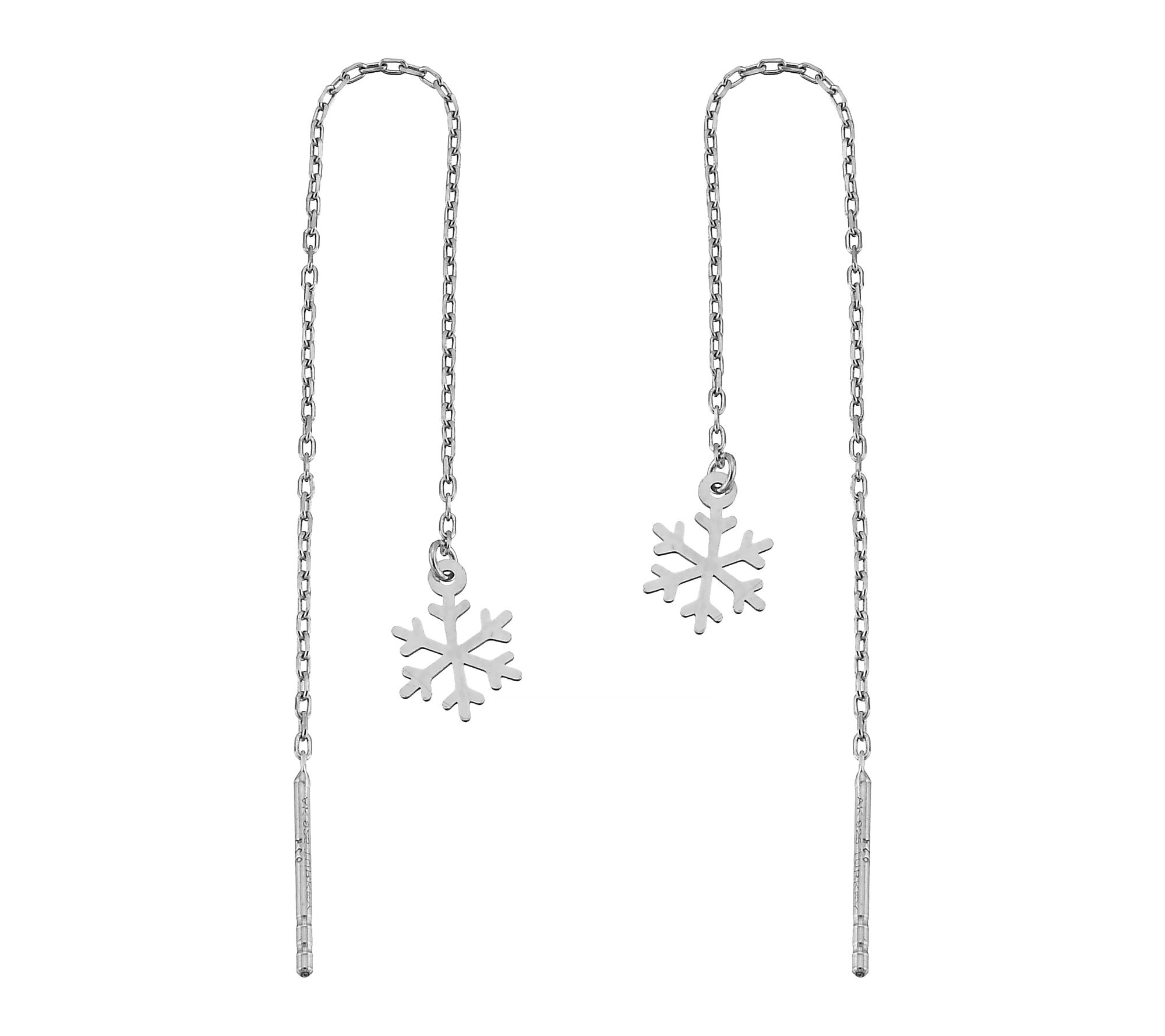Silver Style Snowflake Threader Earrings, Sterling