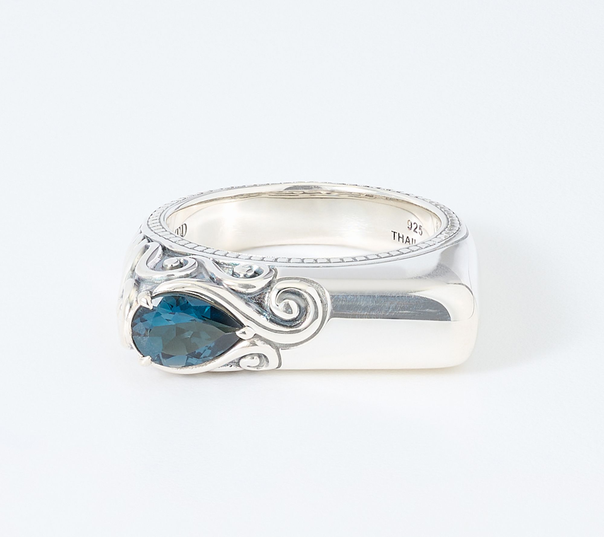 Third Person Sterling Silver Creative Soul Pear Gemstone Ring