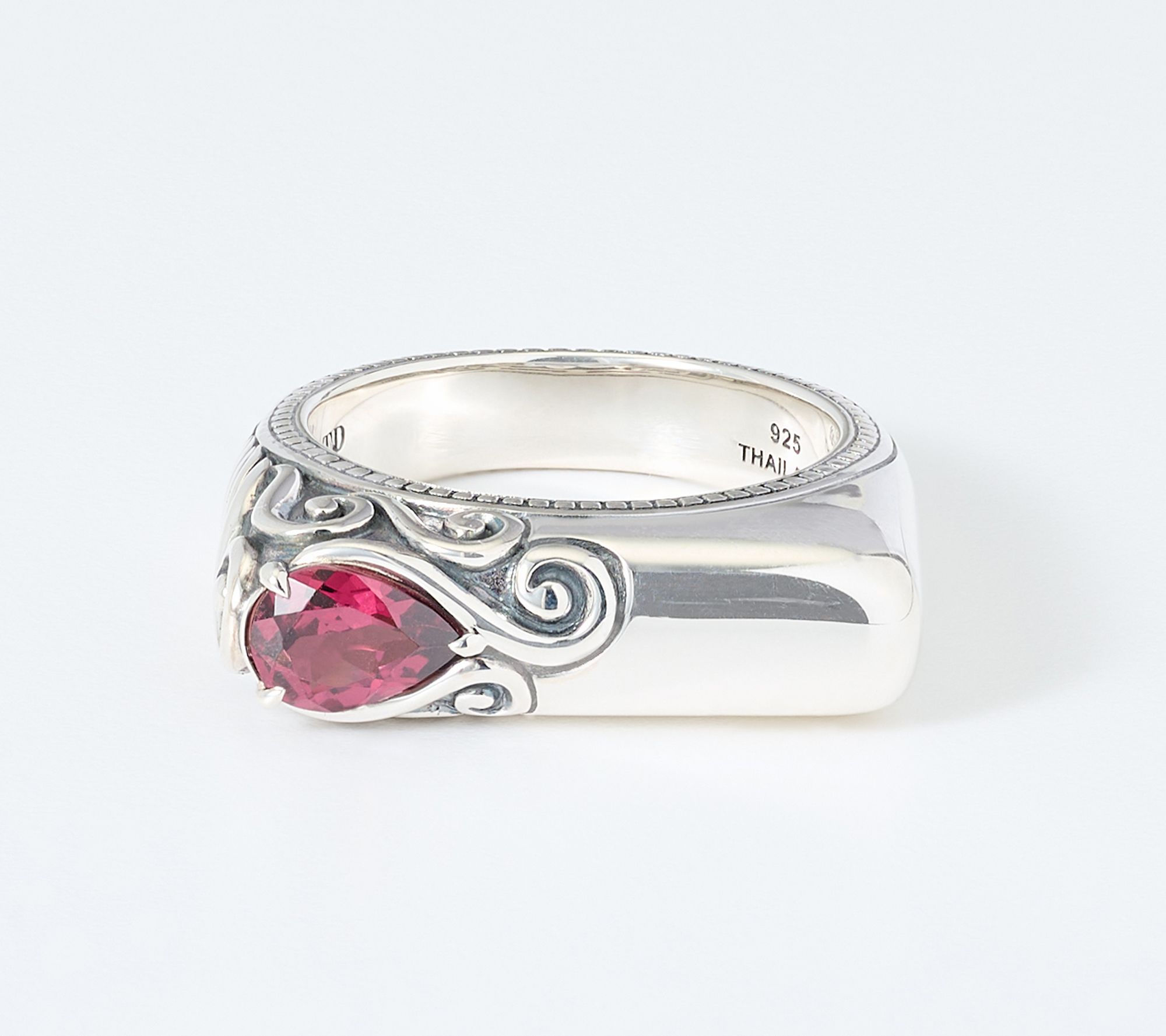 Third Person Sterling Silver Creative Soul Pear Gemstone Ring