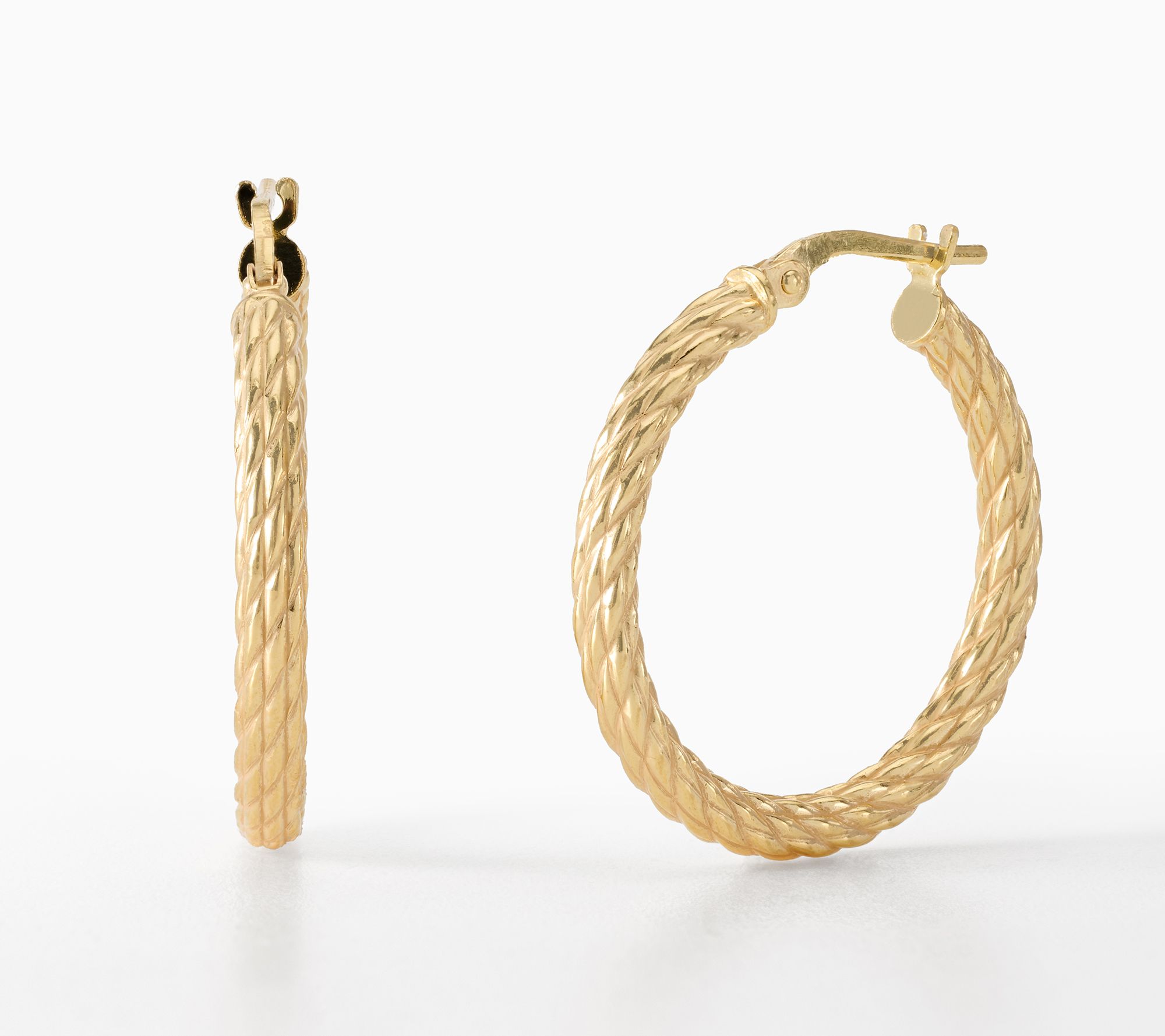 UltraFine 950 Silver 1" D/C Round Tube Hoop Earrings