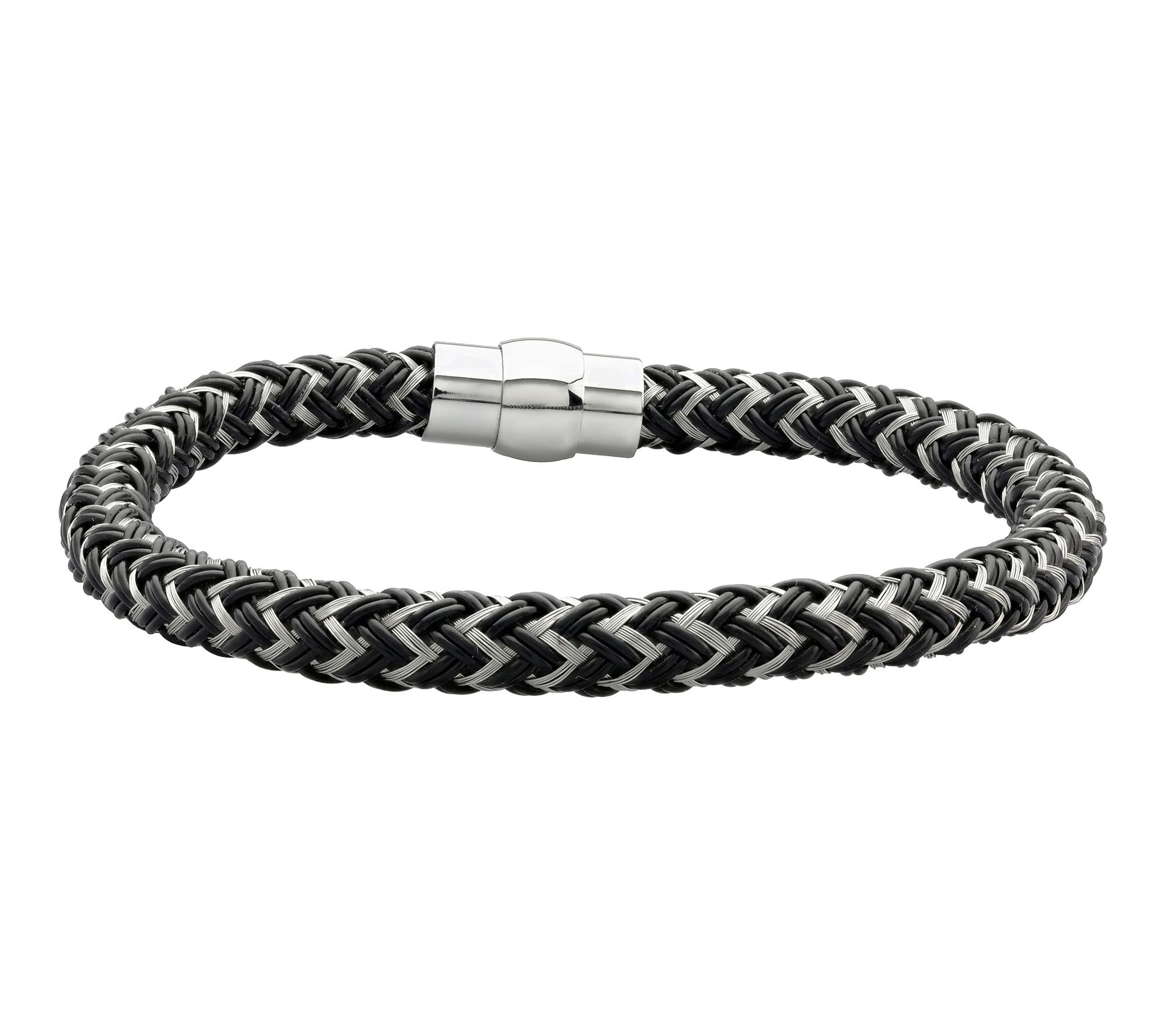 LYNX Men's Stainless Steel Black Ion Plated Braided Bangle