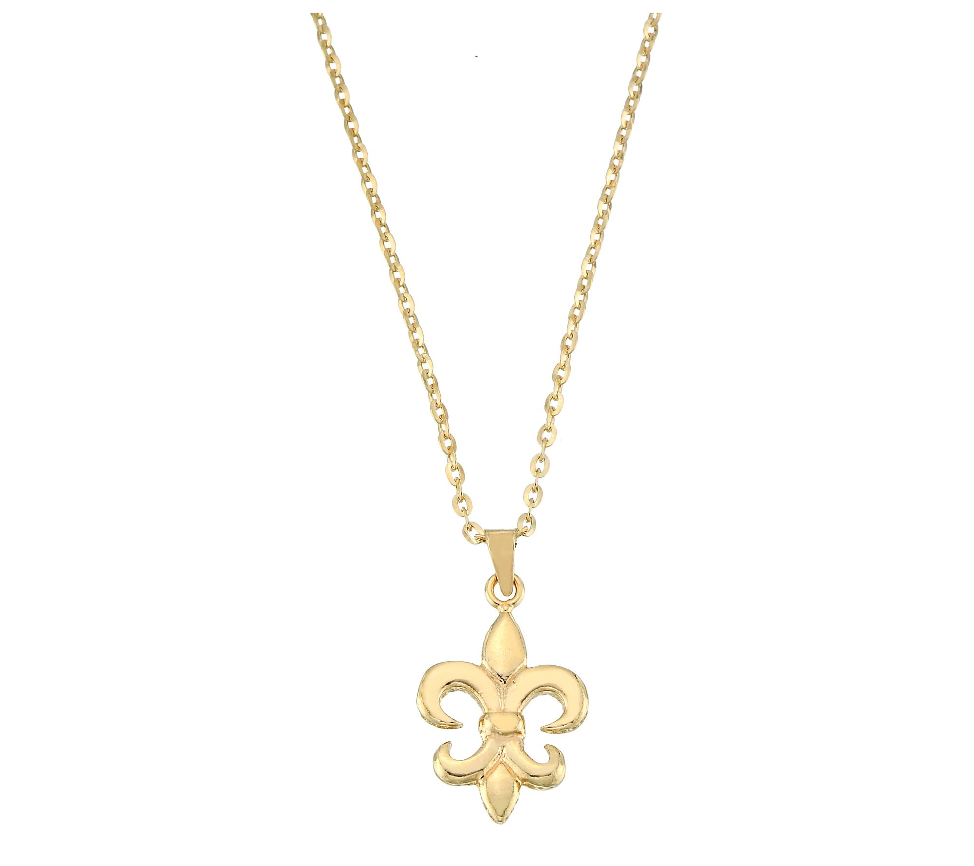 Silver Style Fleur-De-Lis Pendant w/ Chain, Sterling