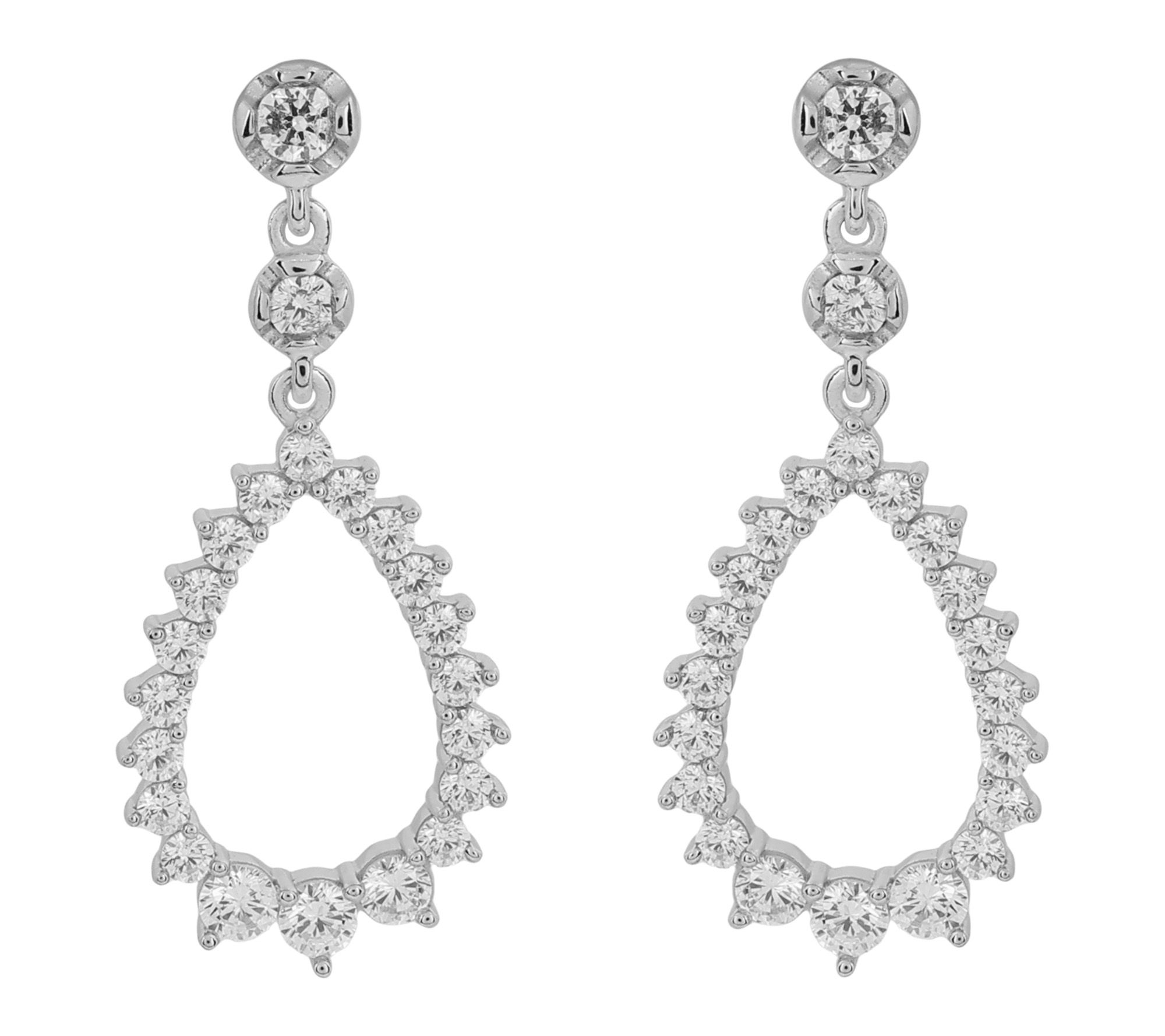 Diamonique Open Oval Dangle Earrings, SterlingSilver