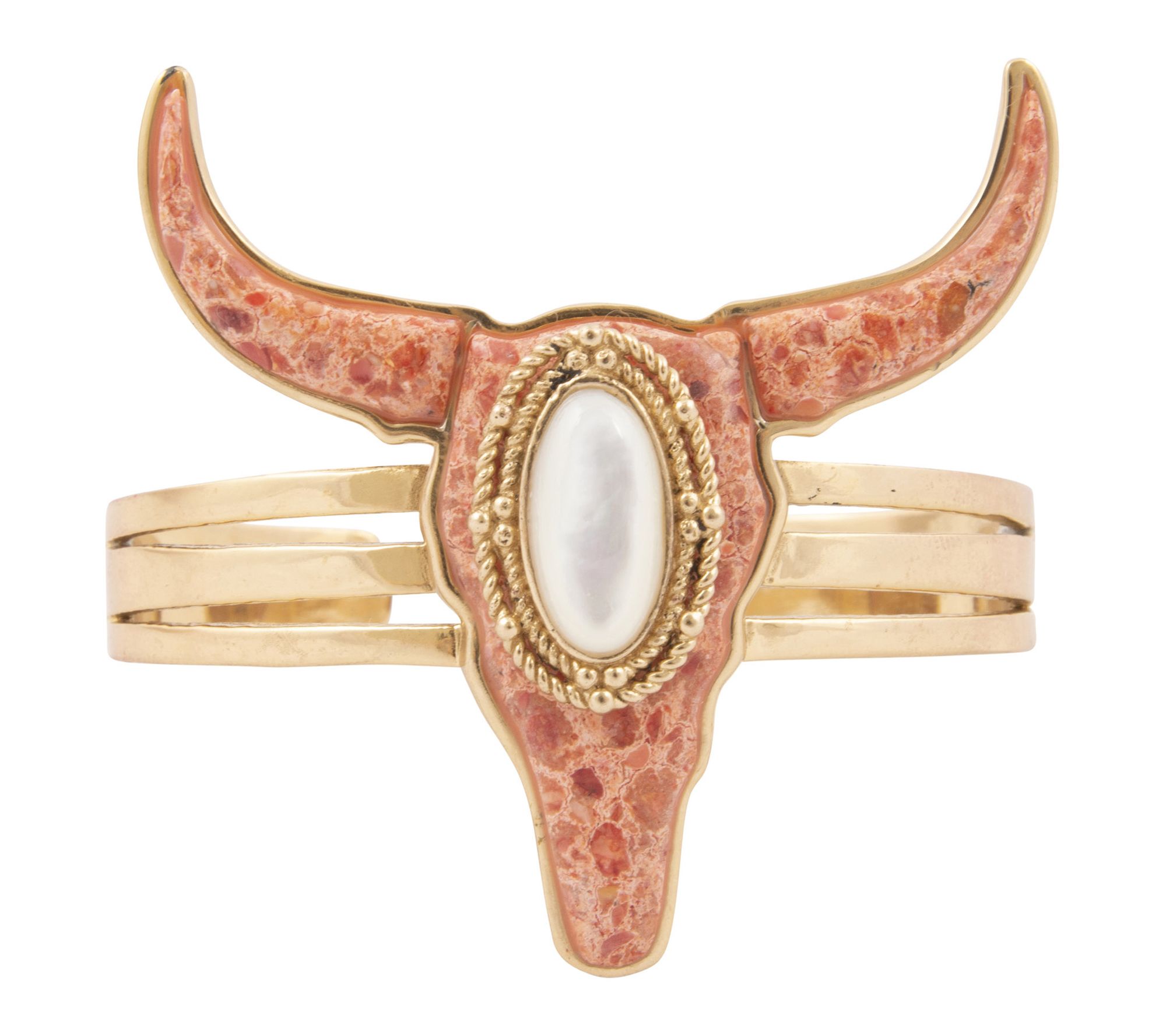 Barse Artisan Crafted Longhorn Orange Sponge Coral Cuff