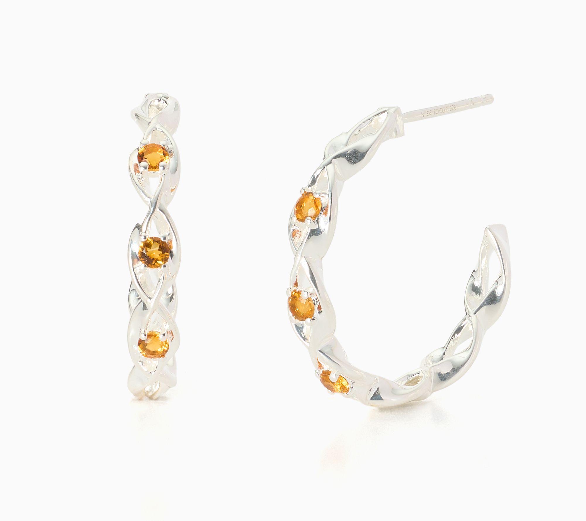 Christian James by Scott Grimes Sterling Silver Gemstone Hoop Earrings
