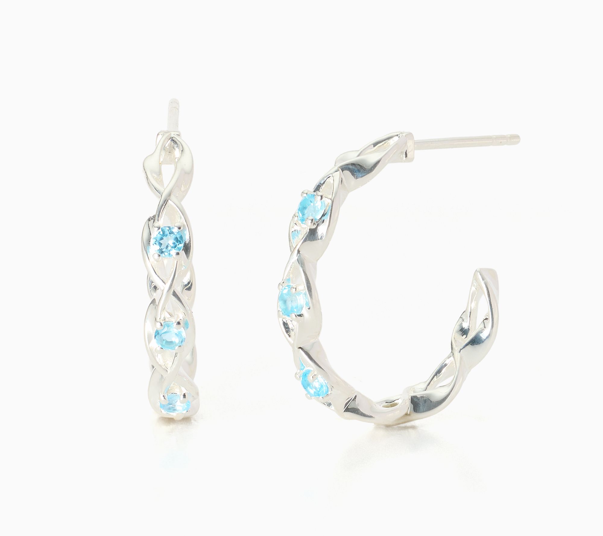 Christian James by Scott Grimes Sterling Gemstone Hoop Earrings