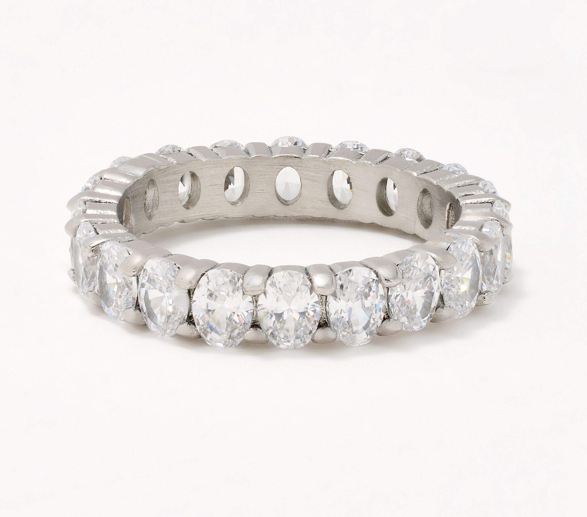 "As Is" Steel by Diamonique Oval Cut Eternity Band Ring