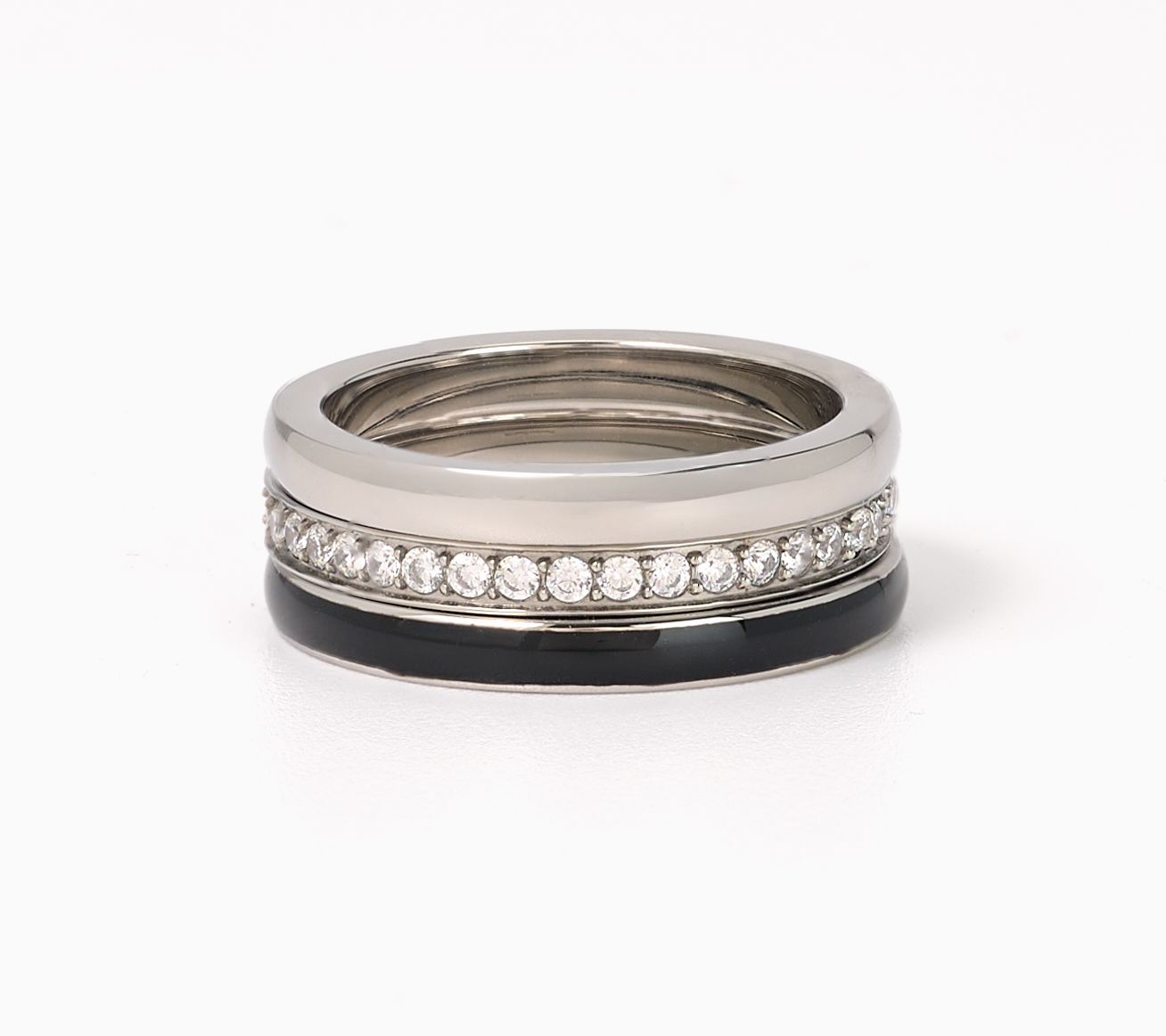 Steel by Diamonique Set of 3 Stacking Rings