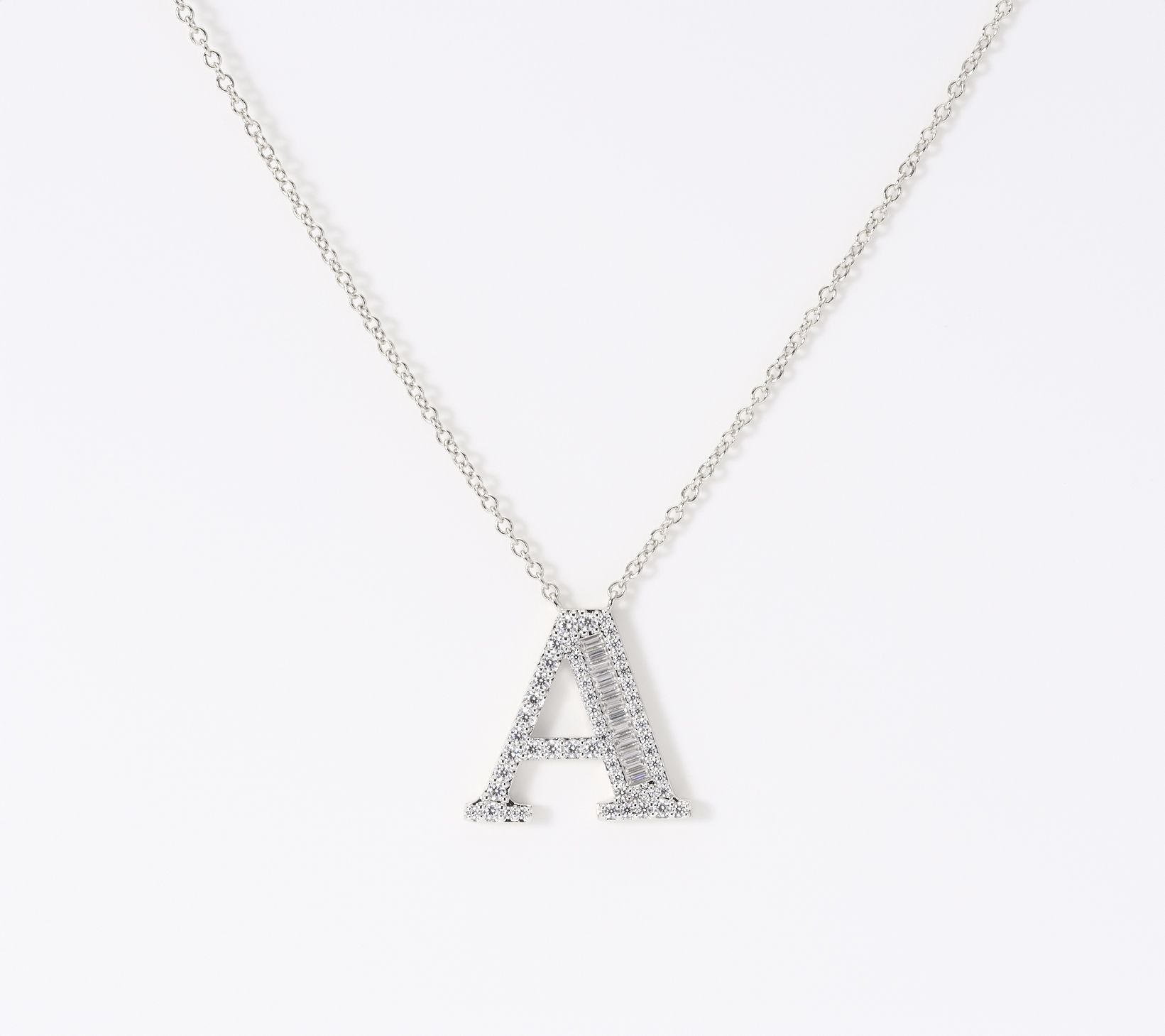  Diamonique x Jennifer Miller Silvertone Initial Necklace