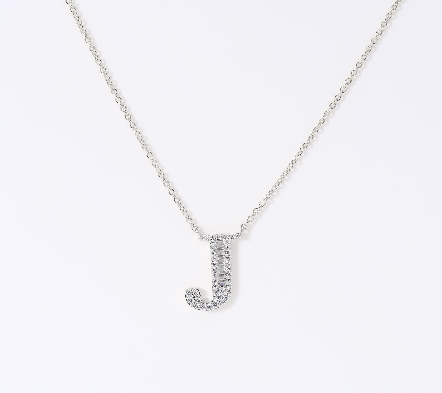 Diamonique x Jennifer Miller Silvertone Initial Necklace