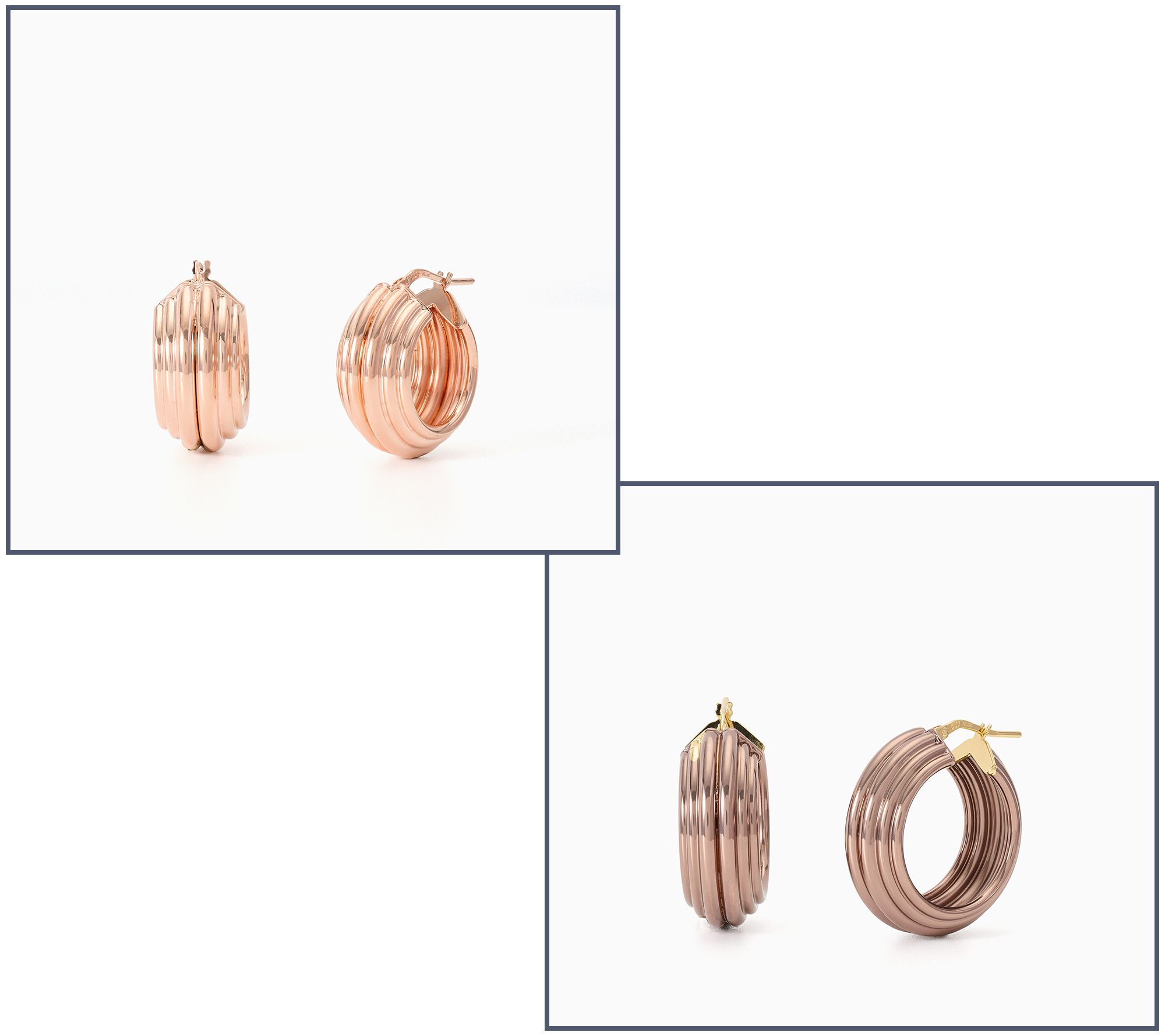 David Markstein Bronze Luxe Couture Ribbed Hoop Earrings