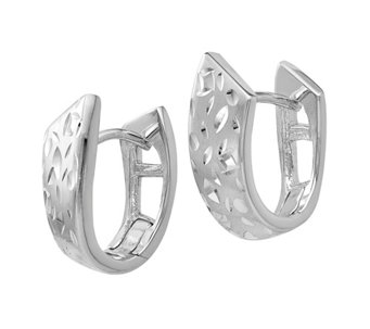 Italian Silver Huggie Hoop Earrings - J481758