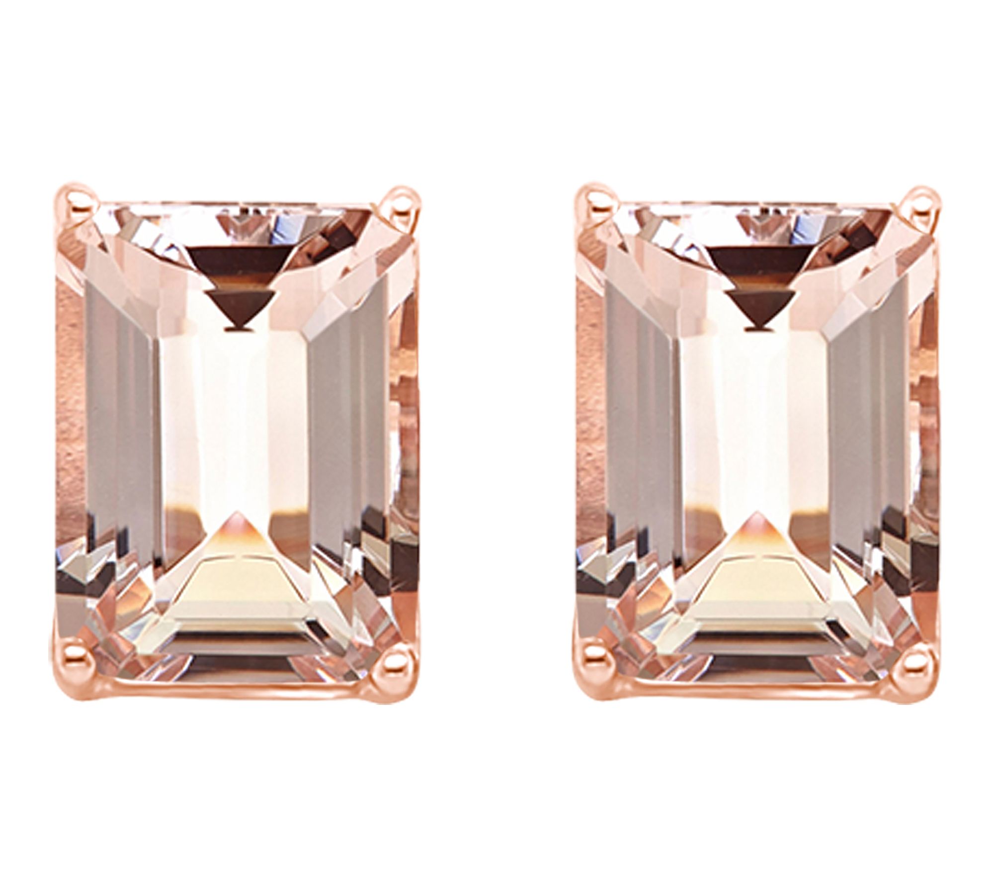 Emerald cut hot sale morganite earrings