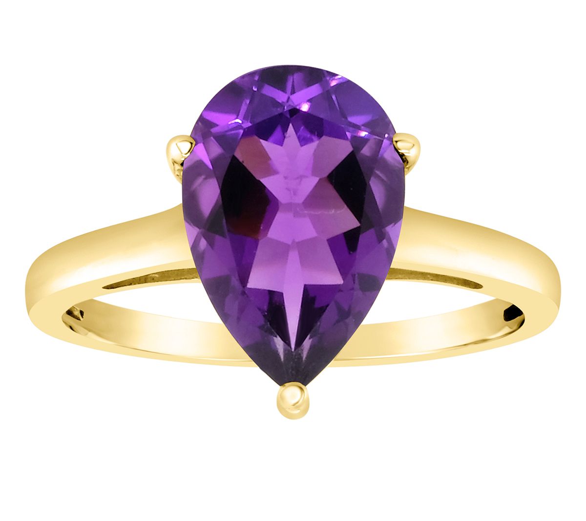 14K Gold Pear Shaped 2.50 cttw Amethyst Gemstone Ring