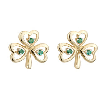 Solvar 14K Gold Emerald Shamrock Earrings - J486158