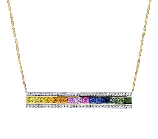 Bellini 14K 4.10 cttw Multi-Color Sapphire Bar Necklace