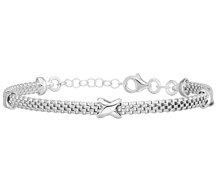Italian Silver Mesh X Station 7 Bracelet 5 6g Qvc Com