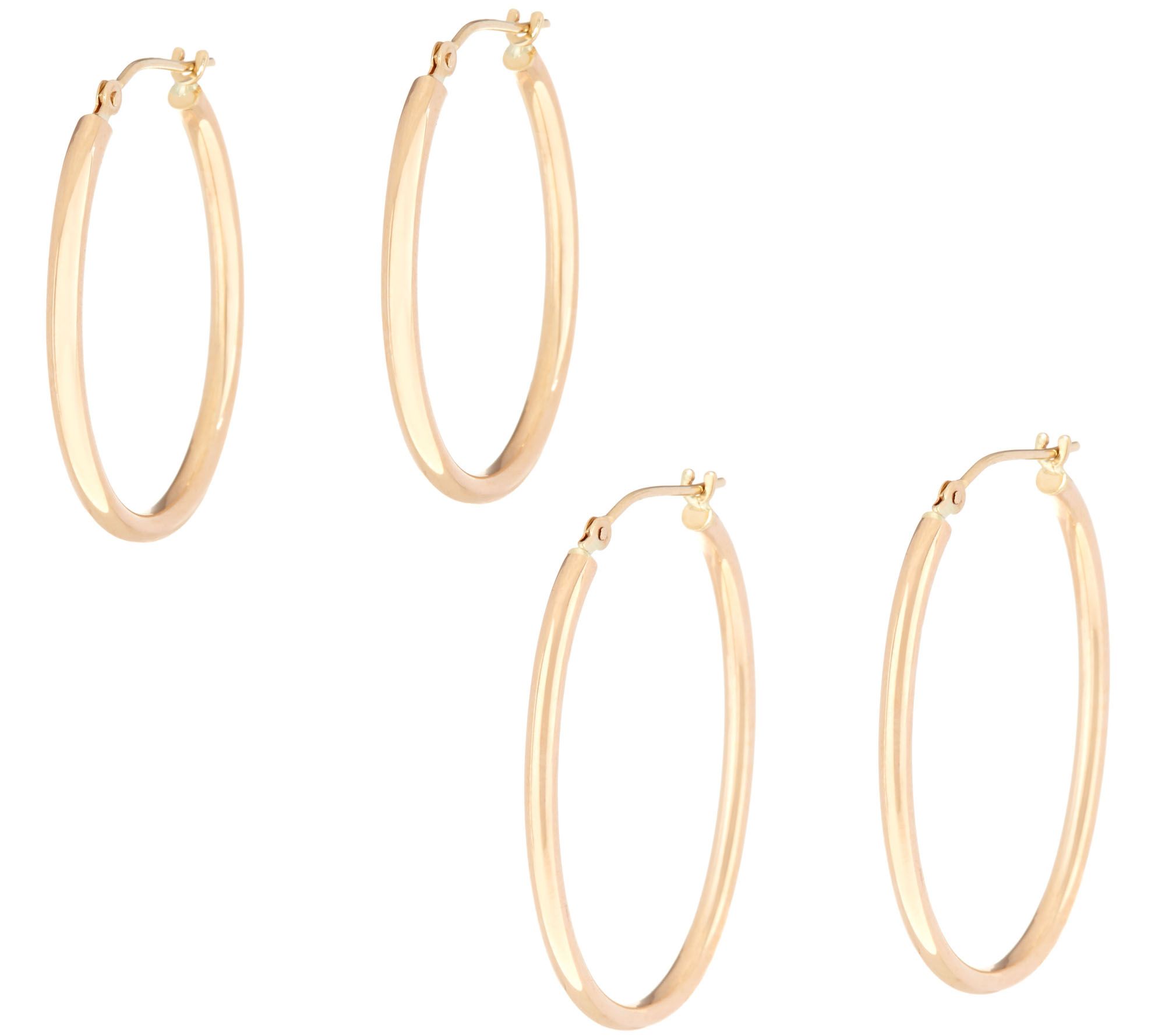 EternaGold Polished Oval Hoop Earrings 14K Gold - QVC.com