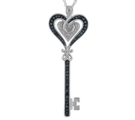 Key Necklace 1/20 ct tw Diamonds Sterling Silver